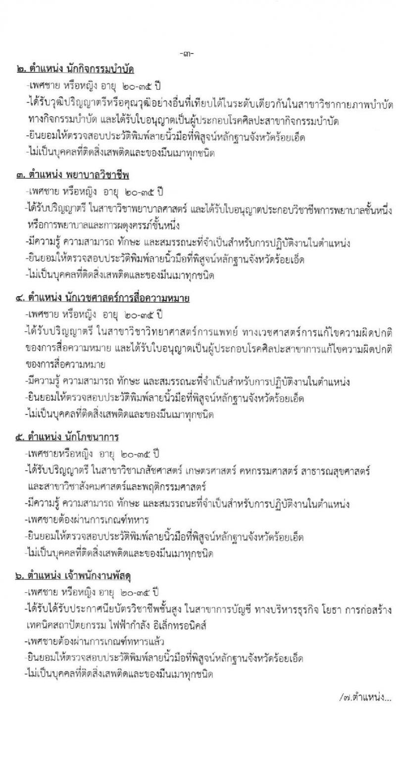 โรงพยาบาลร้อยเอ็ด รับสมัครสอบคัดเลือกเพื่อขึ้นบัญชีจ้างเป็นลูกจ้างชั่วคราว จำนวน 46 อัตรา (วุฒิ ม.ต้น ม.ปลาย ปวช. ปวส. ป.ตรี) รับสมัครสอบตั้งแต่วันที่ 1-24 มิ.ย. 2565
