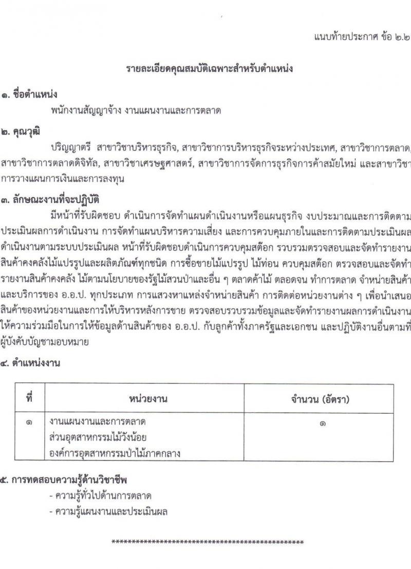 องค์การอุตสาหกรรมป่าไม้ รับสมัครพนักงานสัญญาจ้าง จำนวน 14 อัตรา (วุฒิ ป.ตรี) รับสมัครสอบตั้งแต่วันที่ 25 พ.ค. - 21 มิ.ย. 2565