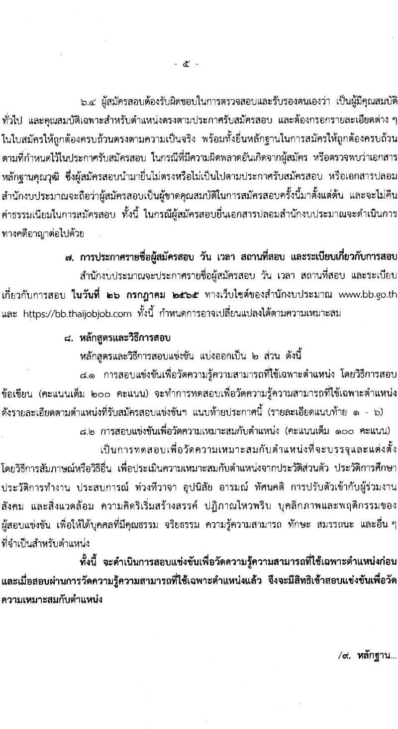 สำนักงบประมาณ รับสมัครสอบแข่งขันเพื่อบรรจุและแต่งตั้งบุคคลเข้ารับราชการ จำนวน 5 ตำแหน่ง ครั้งแรก 30 อัตรา (วุฒิ ป.ตรี) รับสมัครสอบทางอินเทอร์เน็ต ตั้งแต่วันที่ 15 มิ.ย. – 5 ก.ค. 2565