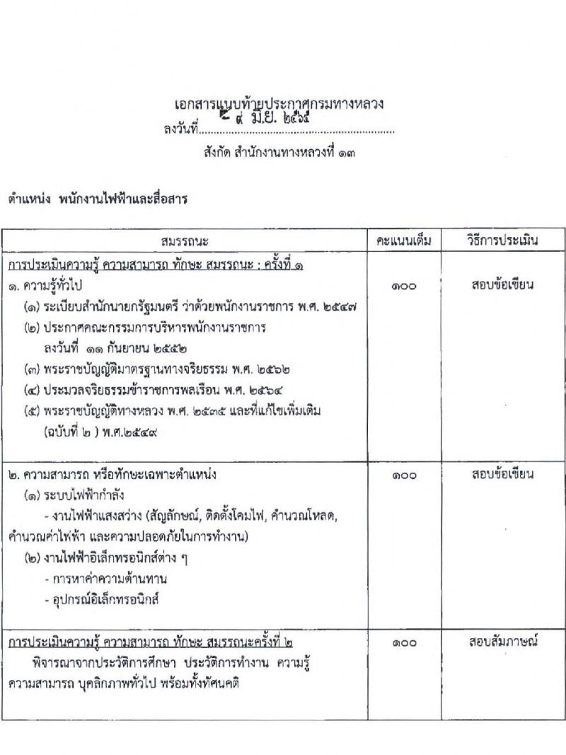 กรมทางหลวง รับสมัครบุคคลเพื่อสรรหาและเลือกสรรเป็นพนักงานราชการทั่วไป จำนวน 6 ตำแหน่ง 16 อัตรา (วุฒิ ปวช. ปวท. ปวส. ป.ตรี) รับสมัครสอบตั้งแต่วันที่ 16-22 มิ.ย. 2565