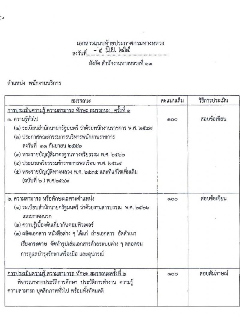 กรมทางหลวง รับสมัครบุคคลเพื่อสรรหาและเลือกสรรเป็นพนักงานราชการทั่วไป จำนวน 6 ตำแหน่ง 16 อัตรา (วุฒิ ปวช. ปวท. ปวส. ป.ตรี) รับสมัครสอบตั้งแต่วันที่ 16-22 มิ.ย. 2565