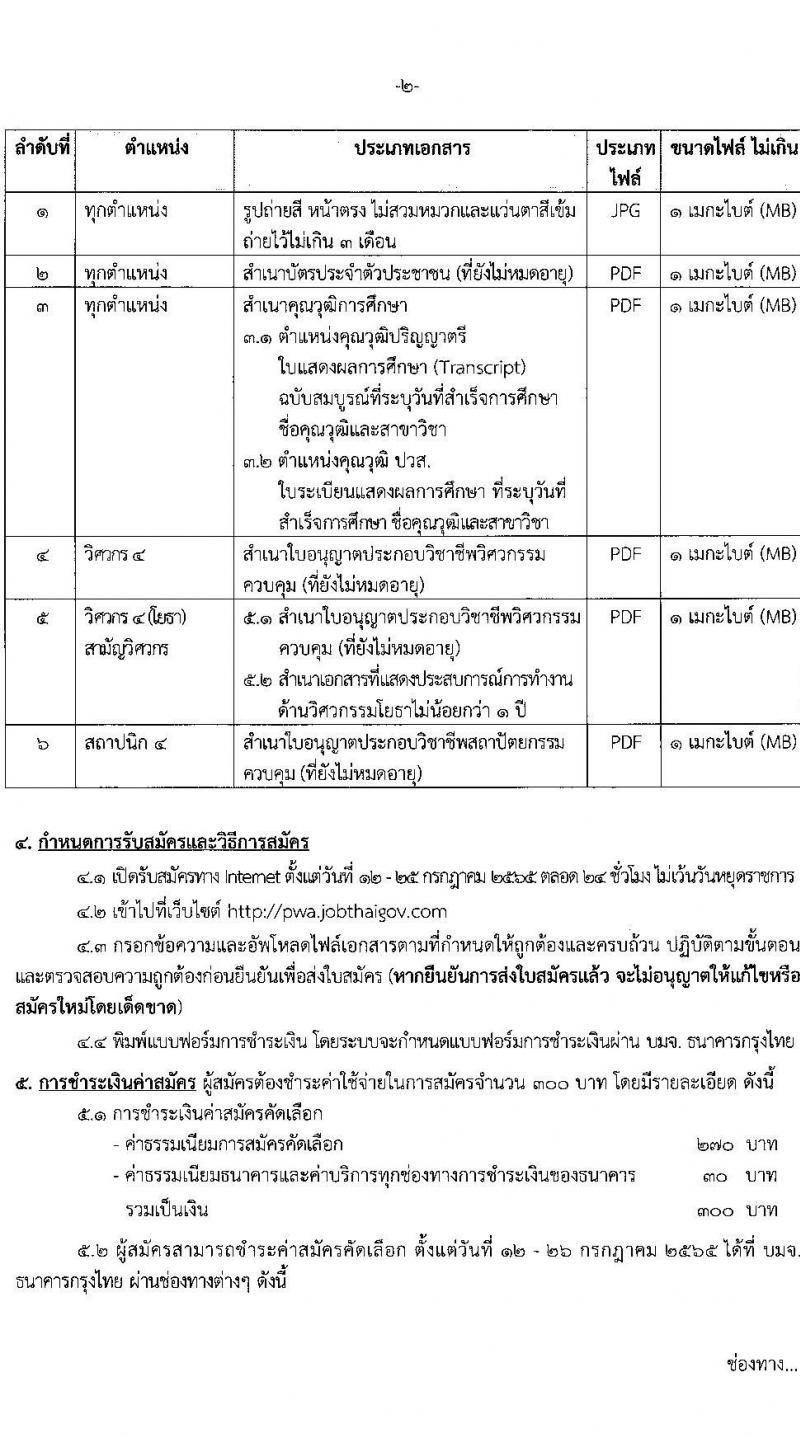 การประปาส่วนภูมิภาค รับสมัครบุคคลเข้ารับการคัดเลือกเพื่อบรรจุและแต่งตั้งเป็นพนักงาน จำนวนครั้งแรก 100 อัตรา (วุฒิ ปวส. ป.ตรี) รับสมัครสอบทางอินเทอร์เน็ต ตั้งแต่วันที่ 12-25 ก.ค. 2565