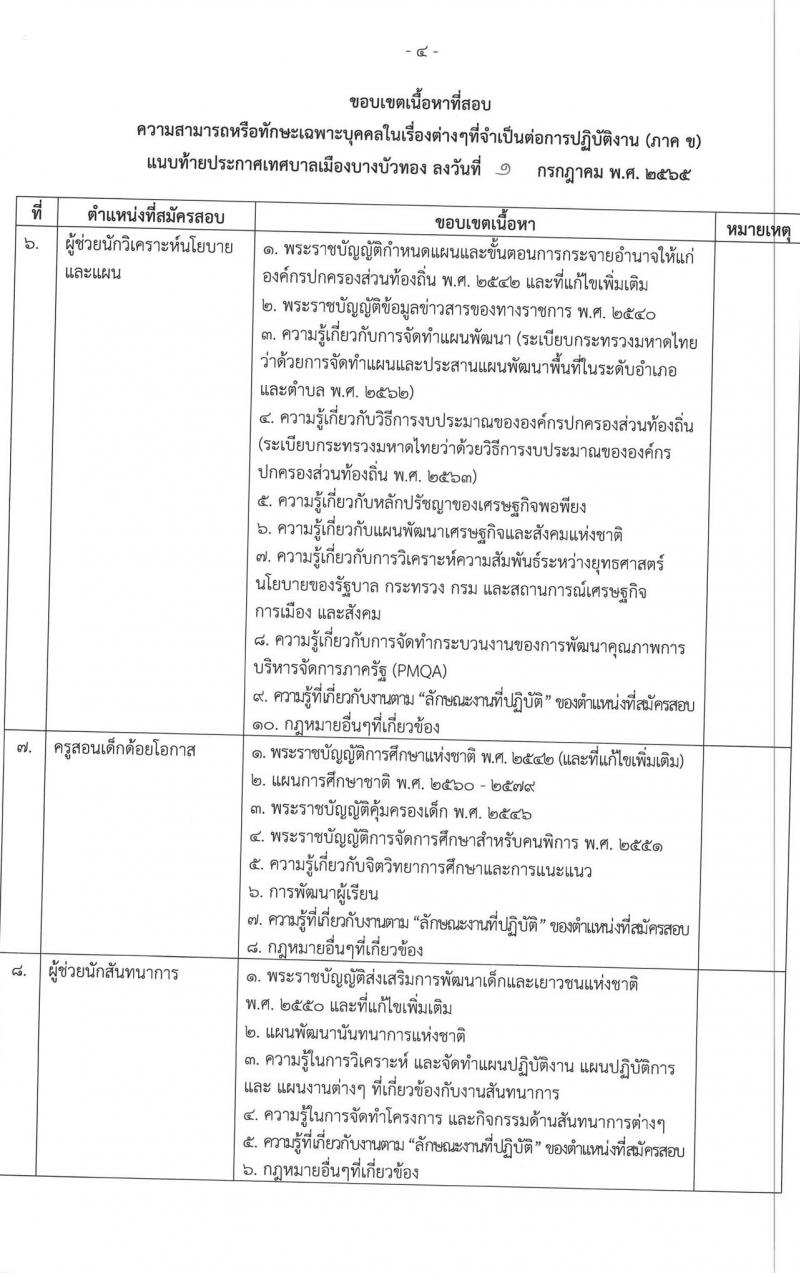 เทศบาลเมืองบางบัวทอง รับสมัครบุคคลเพื่อการสรรหาและเลือกสรรเป็นพนักงานจ้าง จำนวน 23 ตำแหน่ง 36 อัตรา (วุฒิ ม.ต้น ม.ปลาย ปวช. ปวส. ป.ตรี) รับสมัครสอบตั้งแต่วันที่ 8-21 ก.ค. 25656