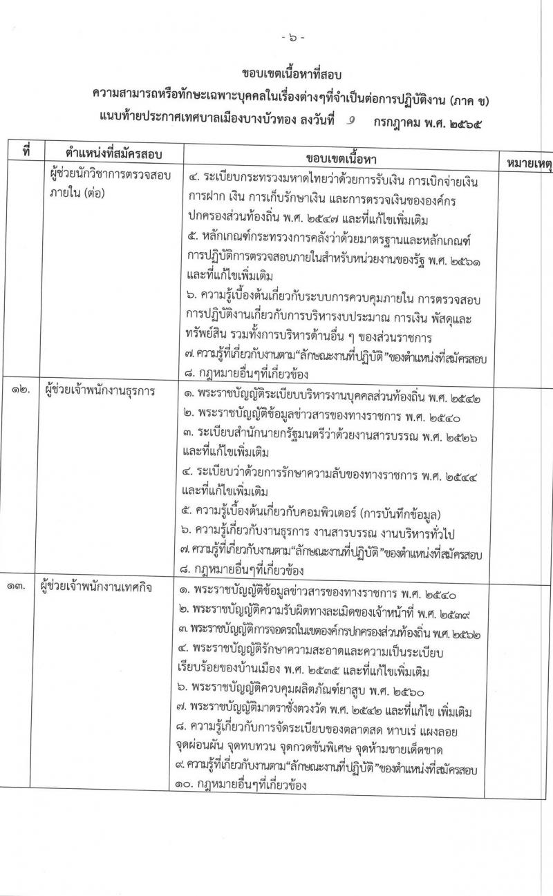 เทศบาลเมืองบางบัวทอง รับสมัครบุคคลเพื่อการสรรหาและเลือกสรรเป็นพนักงานจ้าง จำนวน 23 ตำแหน่ง 36 อัตรา (วุฒิ ม.ต้น ม.ปลาย ปวช. ปวส. ป.ตรี) รับสมัครสอบตั้งแต่วันที่ 8-21 ก.ค. 25656