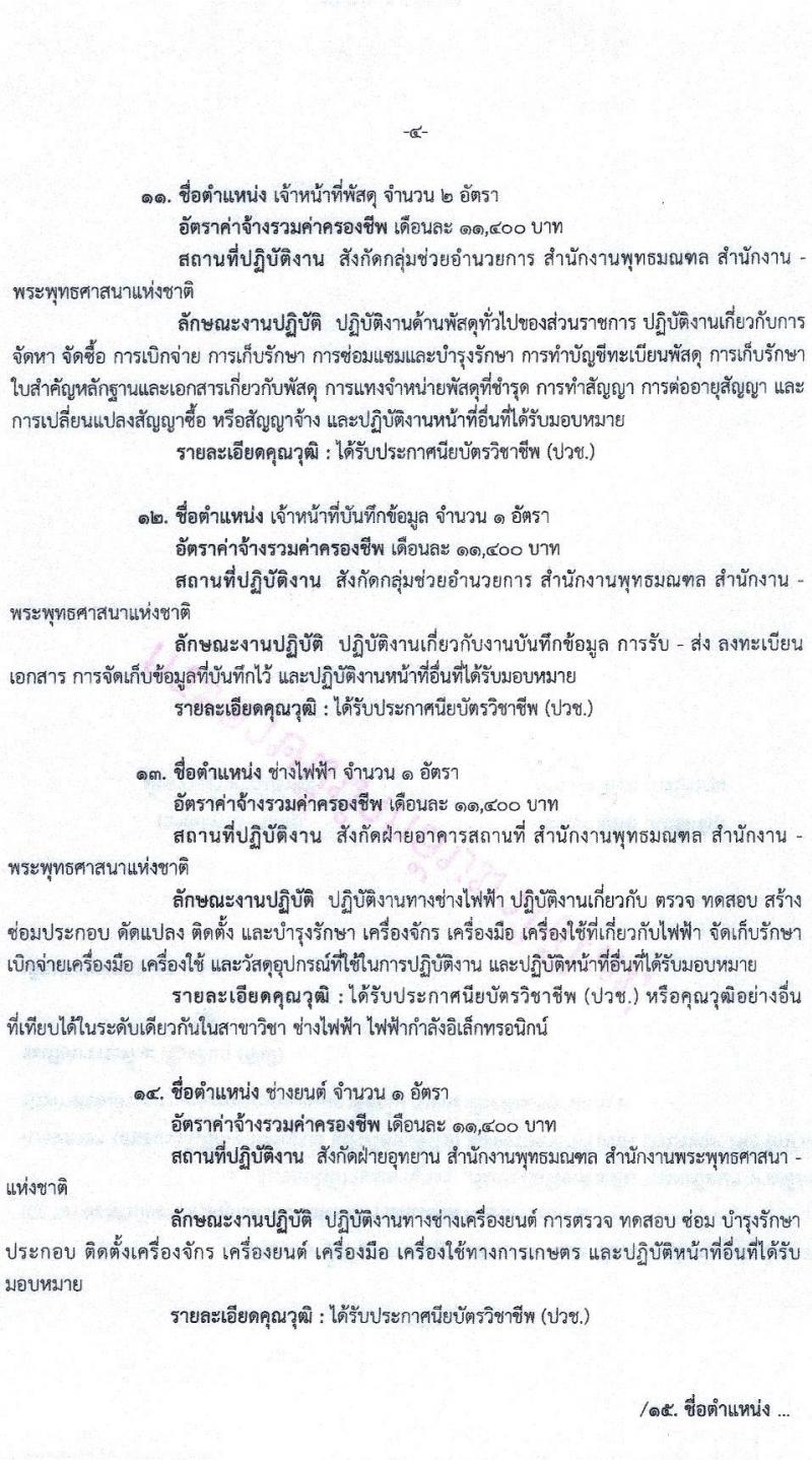 สำนักงานพระพุทธศาสนาแห่งชาติ รับสมัครสอบคัดเลือกบุคคลเพื่อจ้างเป็นลูกจ้างชั่วคราว จำนวน 19 ตำแหน่ง 173 อัตรา (วุฒิ ม.ต้น ม.ปลาย ปวช. ปวส. ป.ตรี) รับสมัครสอบ ตั้งแต่วันที่ 1-9 ส.ค. 2565