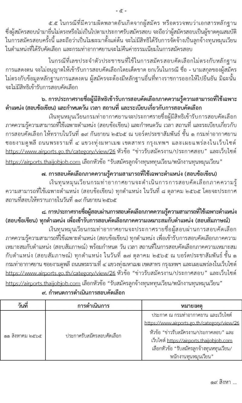 กรมท่าอากาศยาน รับสมัครสอบคัดเลือกบุคคลเพื่อเลือกสรรและจัดจ้างเป็นลูกจ้าง จำนวน 12 ตำแหน่ง 17 อัตรา (วุฒิ ปวส. ป.ตรี) รับสมัครสอบทางอินเทอร์เน็ต ตั้งแต่วันที่ 19 ส.ค. – 4 ก.ย. 2565
