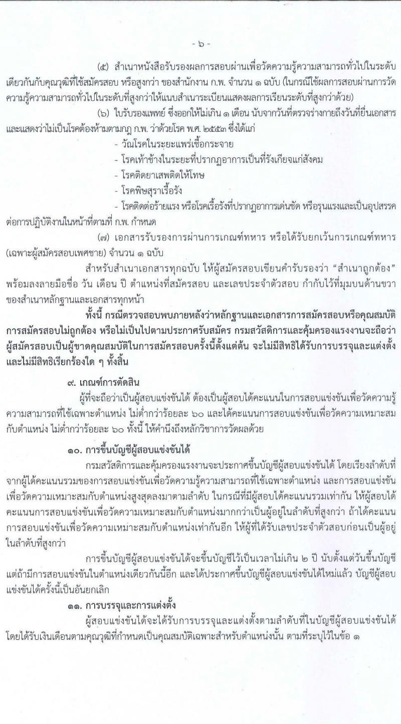 กรมสวัสดิการและคุ้มครองแรงงาน รับสมัครสอบแข่งขันเพื่อบรรจุและแต่ตั้งบุคคลเข้ารับราชการ จำนวน 4 ตำแหน่ง ครั้งแรก 6 อัตรา (วุฒิ ปวส. ป.ตรี) รับสมัครสอบทางอินเทอร์เน็ต ตั้งแต่วันที่ 22 ส.ค. – 11 ก.ย. 2565