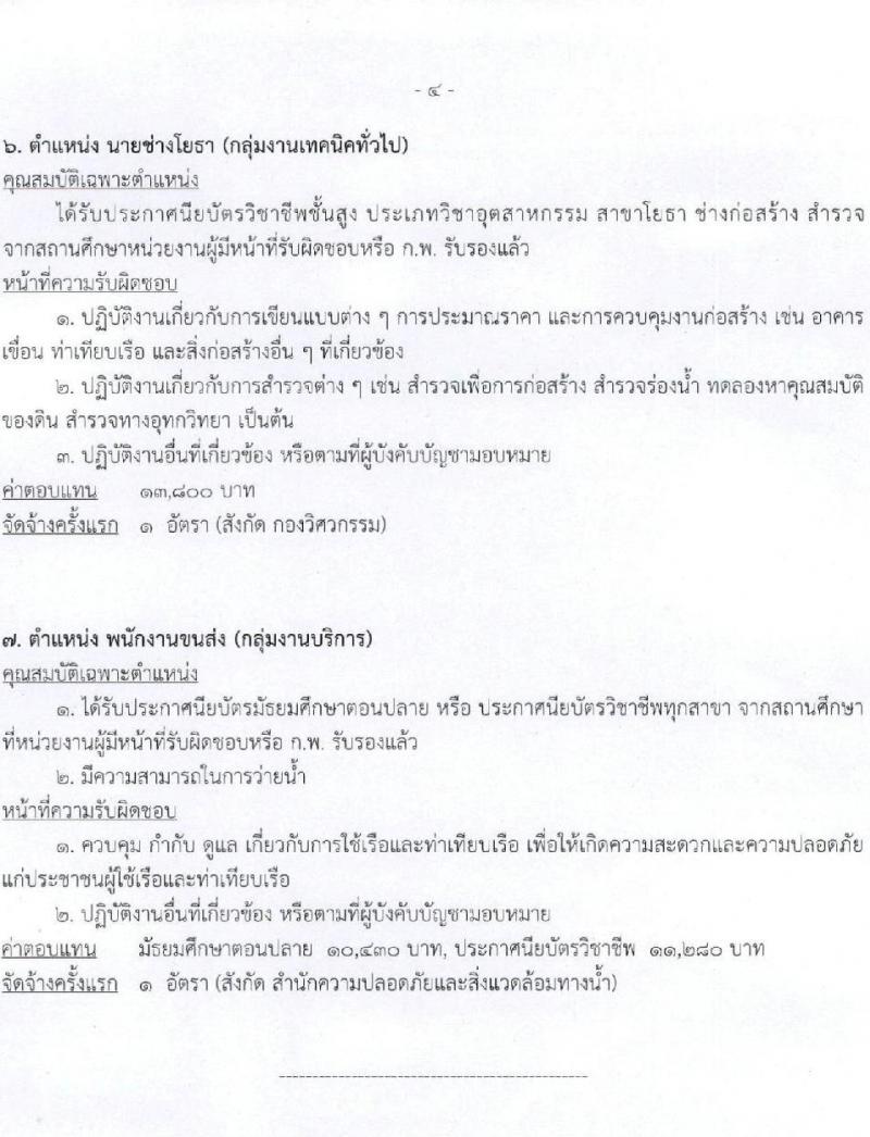 กรมเจ้าท่า รับสมัครบุคคลเพื่อเลือกสรรเป็นพนักงานราชการทั่วไป จำนวน 7 ตำแหน่ง 9 อัตรา (วุฒิ ม.ต้น ม.ปลาย ปวช. ปวส. ป.ตรี) รับสมัครสอบทางอินเทอร์เน็ต ตั้งแต่วันที่ 1-15 ก.ย. 2565