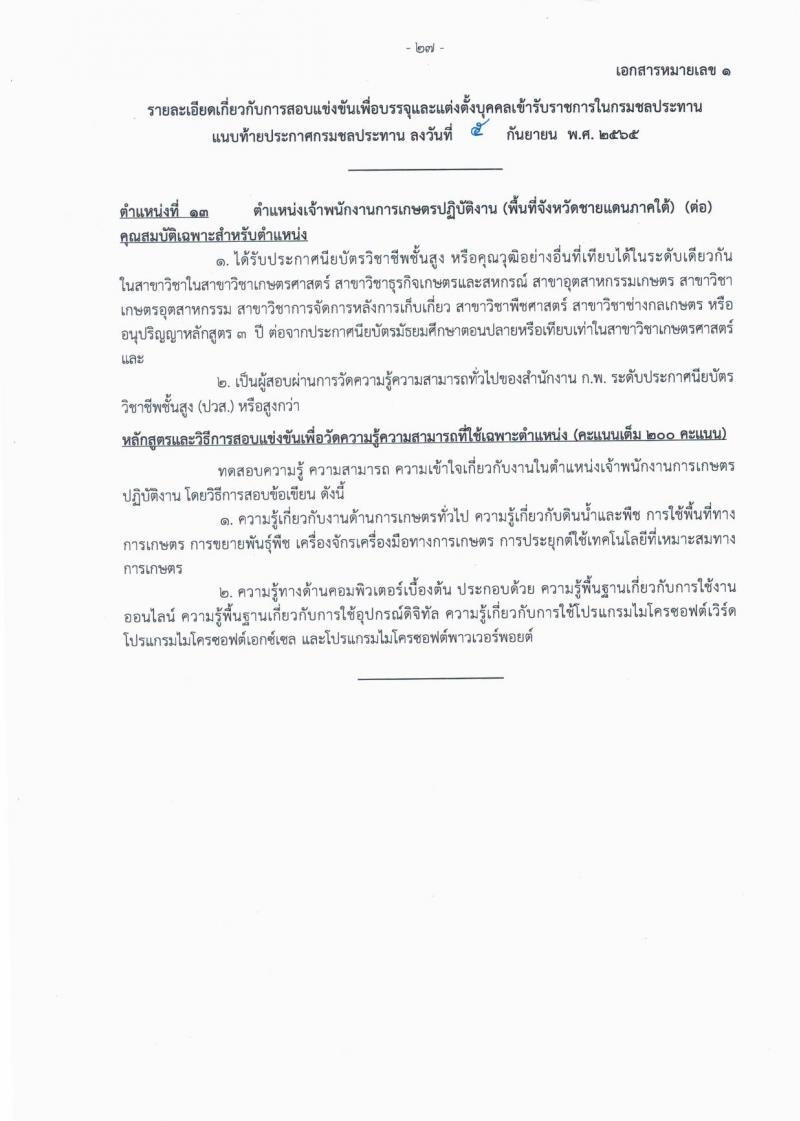 กรมชลประทาน รับสมัครสอบแข่งขันเพื่อบรรจุและแต่งตั้งบุคคลเข้ารับราชการ จำนวน 13 ตำแหน่ง ครั้งแรก 43 อัตรา (วุฒิ ปวส. ป.ตรี) รับสมัครสอบทางอินเทอร์เน็ต ตั้งแต่วันที่ 12-30 ก.ย. 2565