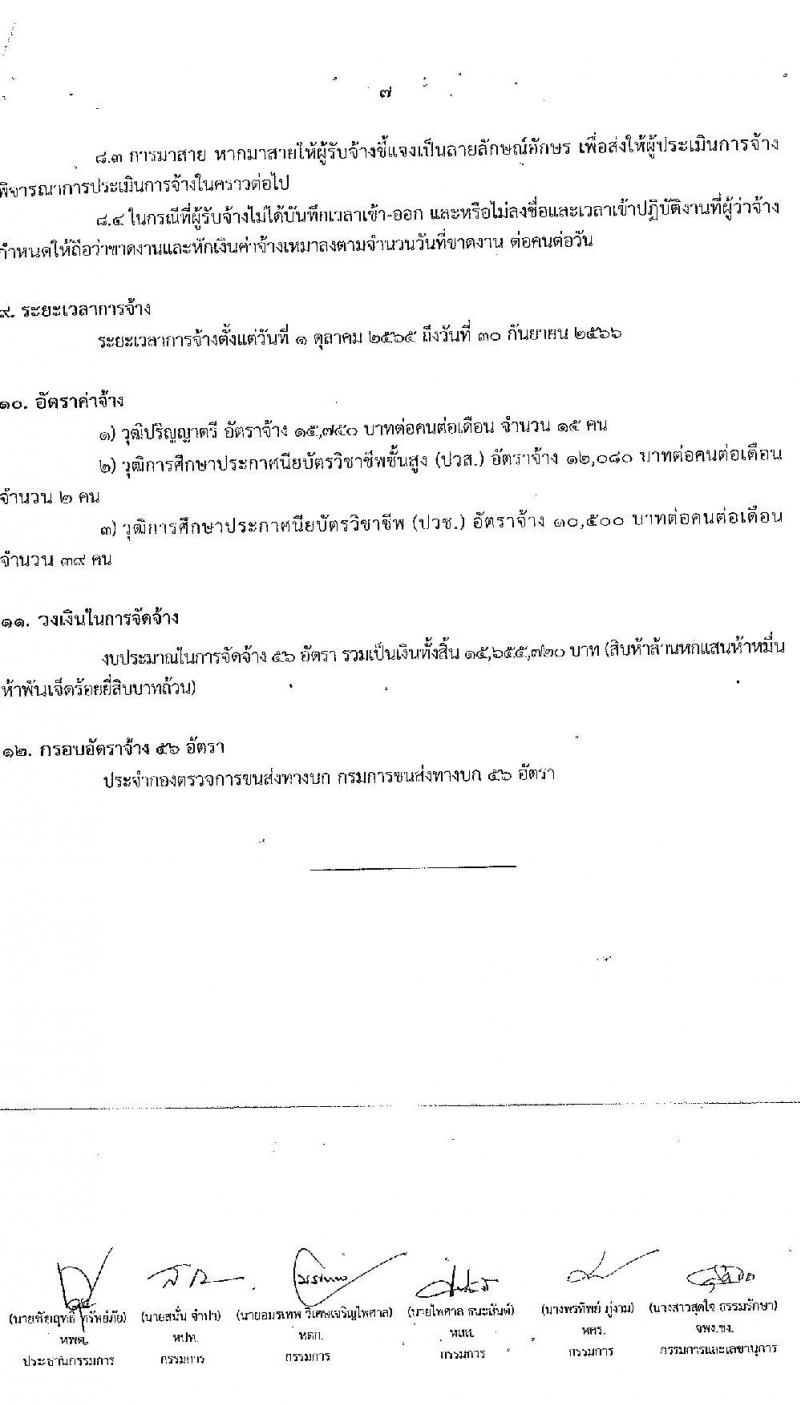 กองตรวจการขนส่งทางบก รับสมัครพนักงานจ้างเหมาบริการ จำนวน 3 ตำแหน่ง 7 อัตรา (วุฒิ ปวช. ปวส. ป.ตรี) รับสมัครสอบตั้งแต่วันที่ 22-30 ก.ย. 2565