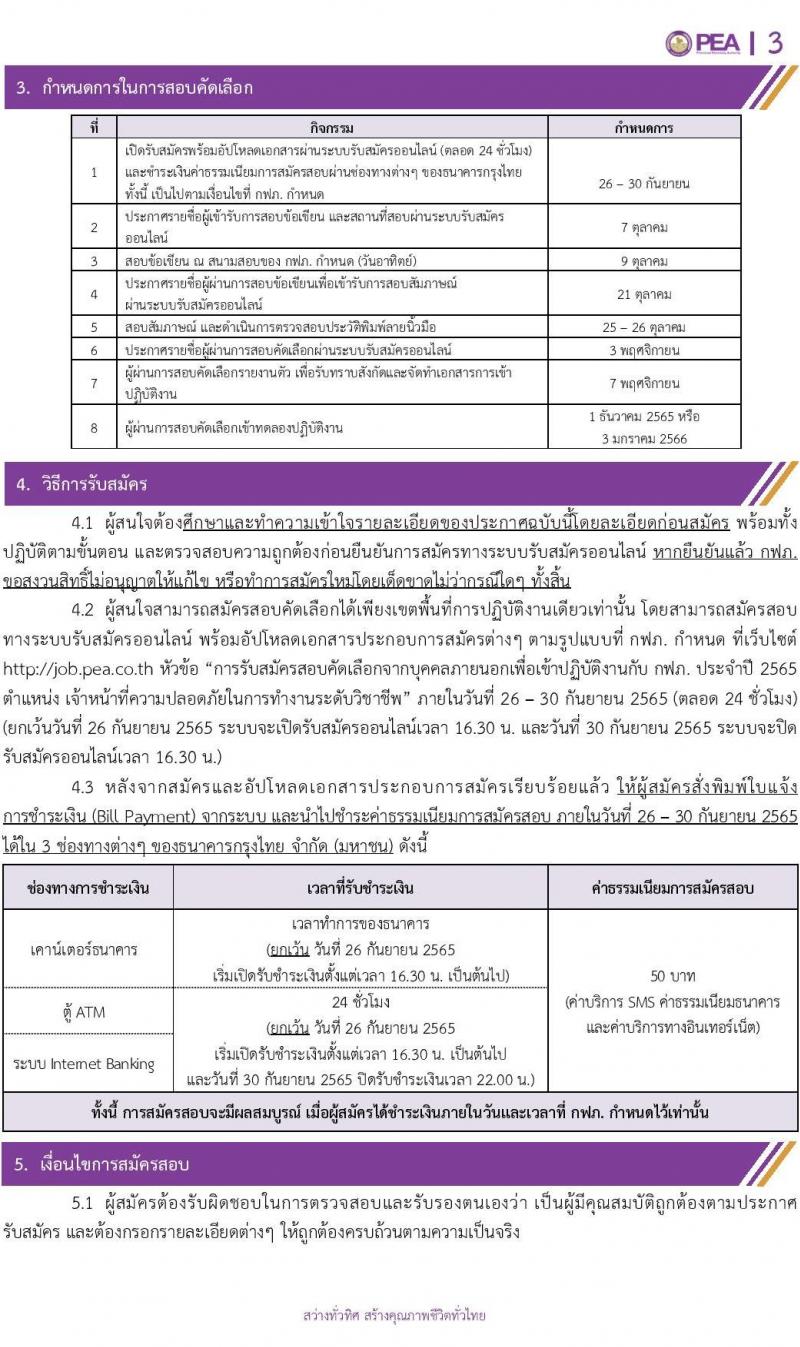 การไฟฟ้าส่วนภูมิภาค (กฟภ.) รับสมัครสอบคัดเลือกจากบุคคลภายนอกเพื่อเข้าปฏิบัติงาน จำนวน 14 อัตรา (วุฒิ ป.ตรี) รับสมัครสอบตั้งแต่วันที่ 26-30 ก.ย. 2565