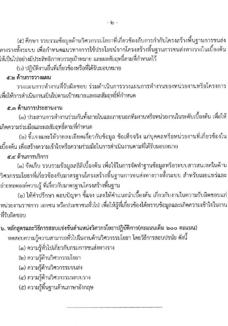 กรมการขนส่งทางราง รับนสมัครสอบแข่งขันเพื่อบรรจุและแต่งตั้งบุคคลเข้ารับราชการ จำนวน 2 ตำแหน่ง ครั้งแรก 2 อัตรา (วุฒิ ป.โท) รับสมัครสอบทางอินเทอร์เน็ต ตั้งแต่วันที่ 10 ต.ค. – 4 พ.ย. 2565