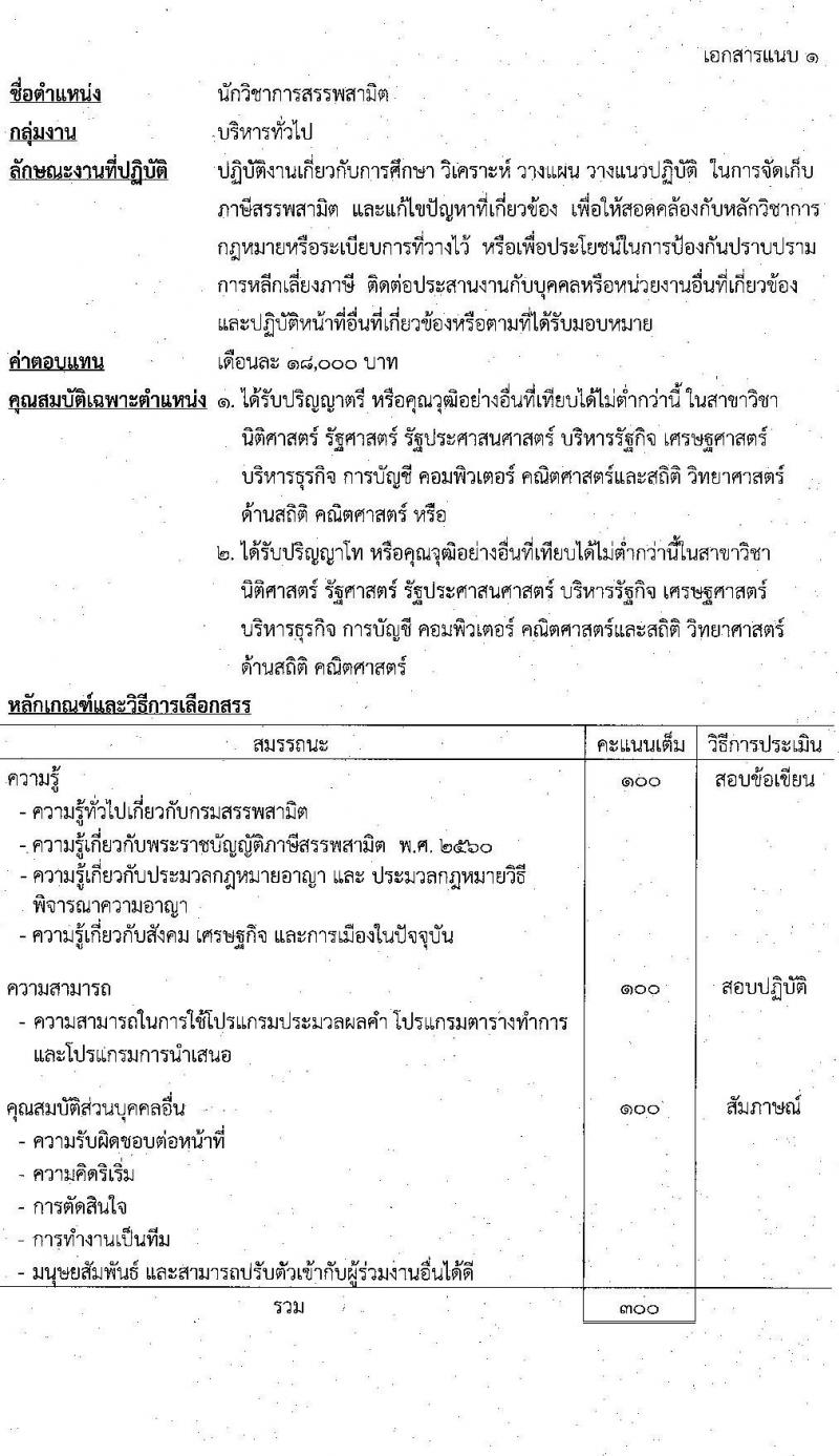 กรมสรรพสามิต รับสมัครบุคคลเพื่อเลือกสรรเป็นพนักงานราชการทั่วไป จำนวน 3 ตำแหน่ง 15 อัตรา (วุฒิ ปวช. ปวท. ปวส. ป.ตรี ป.โท) รับสมัครสอบตั้งแต่วันที่ 7-11 พ.ย. 2565
