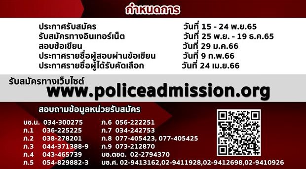 สำนักงานตำรวจแห่งชาติ เปิดรับสมัครบุคคลภายนอกฯ เพื่อบรรจุเป็นนักเรียนนายสิบตำรวจ พ.ศ.2565 จำนวน 5,200 อัตรา (วุฒิ ม.6/ปวช.หรือเทียบเท่า) รับสมัครตั้งแต่วันที่ 25 พ.ย. – 19 ธ.ค. 2565