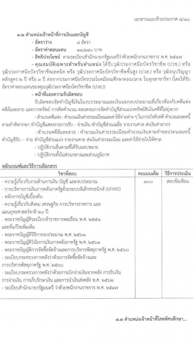 กรมบังคับคดี รับสมัครบุคคลเพื่อเลือกสรรเป็นพนักงานราชการทั่วไป จำนวน 10 ตำแหน่ง ครั้งแรก 103 อัตรา (วุฒิ ปวช. ปวส. อนุปริญญา ป.ตรี) รับสมัครทางอินเทอร์เน็ต ตั้งแต่วันที่ 21-30 พ.ย. 2565