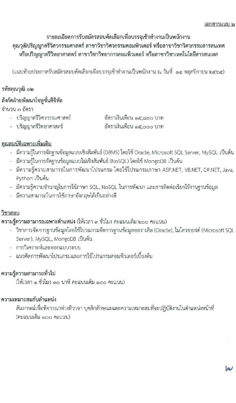 ไปรษณีย์ไทย รับสมัครสอบคัดเลือกเพื่อบรรจุเข้าทำงานเป็นพนักงาน จำนวน 7 ตำแหน่ง 15 อัตรา (วุฒิ ปวส. ป.ตรี) รับสมัครทางอินเทอร์เน็ต ตั้งแต่วันที่ 28 พ.ย. – 13 ธ.ค. 2565