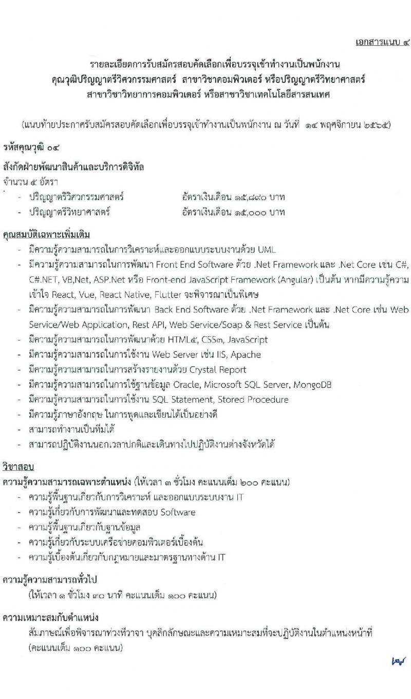 ไปรษณีย์ไทย รับสมัครสอบคัดเลือกเพื่อบรรจุเข้าทำงานเป็นพนักงาน จำนวน 7 ตำแหน่ง 15 อัตรา (วุฒิ ปวส. ป.ตรี) รับสมัครทางอินเทอร์เน็ต ตั้งแต่วันที่ 28 พ.ย. – 13 ธ.ค. 2565