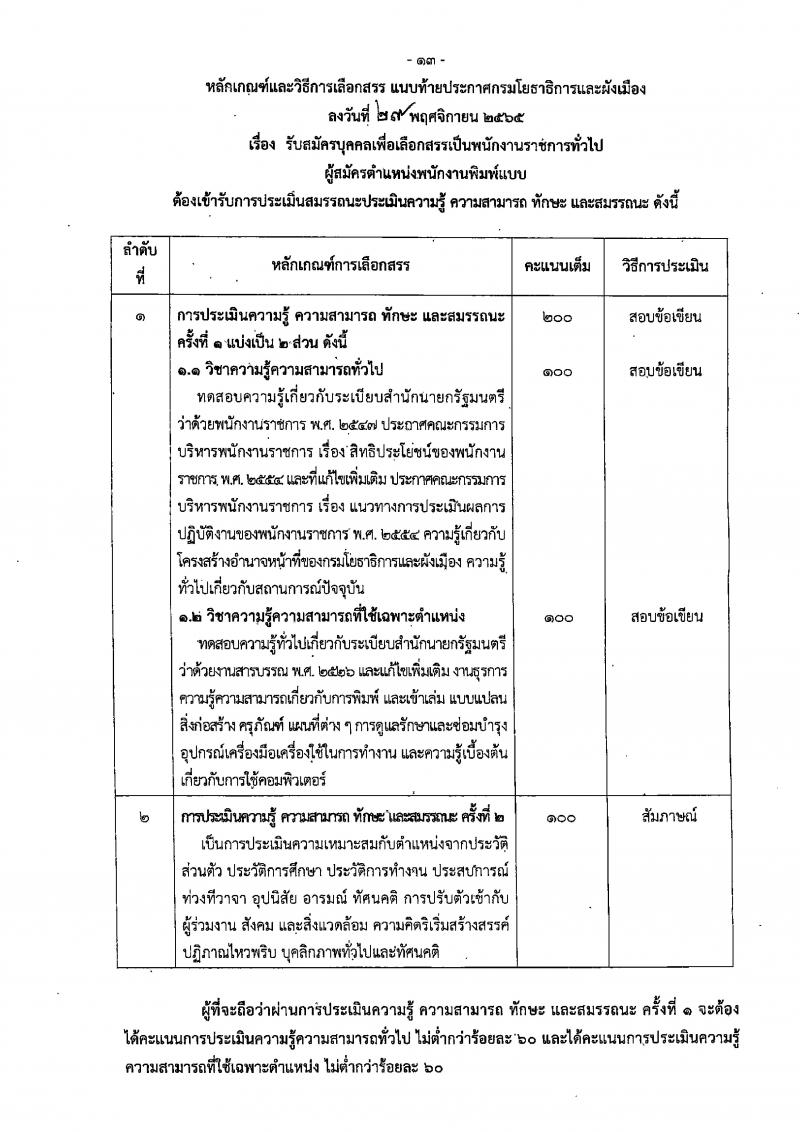กรมโยธาธิการและผังเมือง รับสมัครบุคคลเพื่อเลือกสรรเป็นพนักงานราชการทั่วไป จำนวน 15 ตำแหน่ง 23 อัตรา (วุฒิ ปวช. ปวส. ป.ตรี ป.โท) รับสมัครทางอินเทอร์เน็ต ตั้งแต่วันที่ 13-20 ธ.ค. 2565