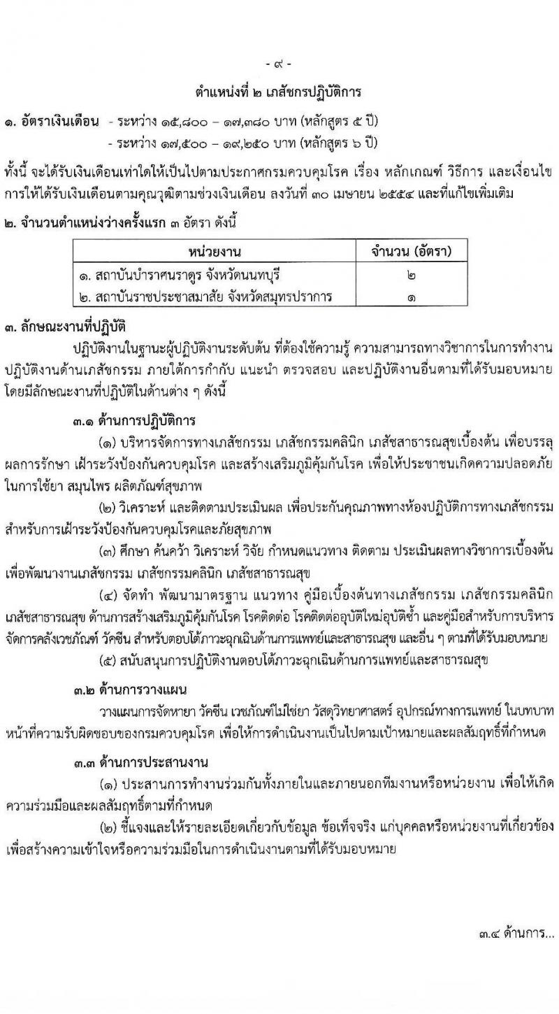 กรมควบคุมโรค รับสมัครคัดเลือกเพื่อบรรจุและแต่งตั้งบุคคลเข้ารับราชการ จำนวน 8 ตำแหน่ง ครั้งแรก 31 อัตรา (วุฒิ ปวส. ป.ตรี ทางการแพทย์พยาบาล) รับสมัครทางอินเทอร์เน็ต ตั้งแต่วันที่ 19 ธ.ค. 2565 – 2 ม.ค. 2566