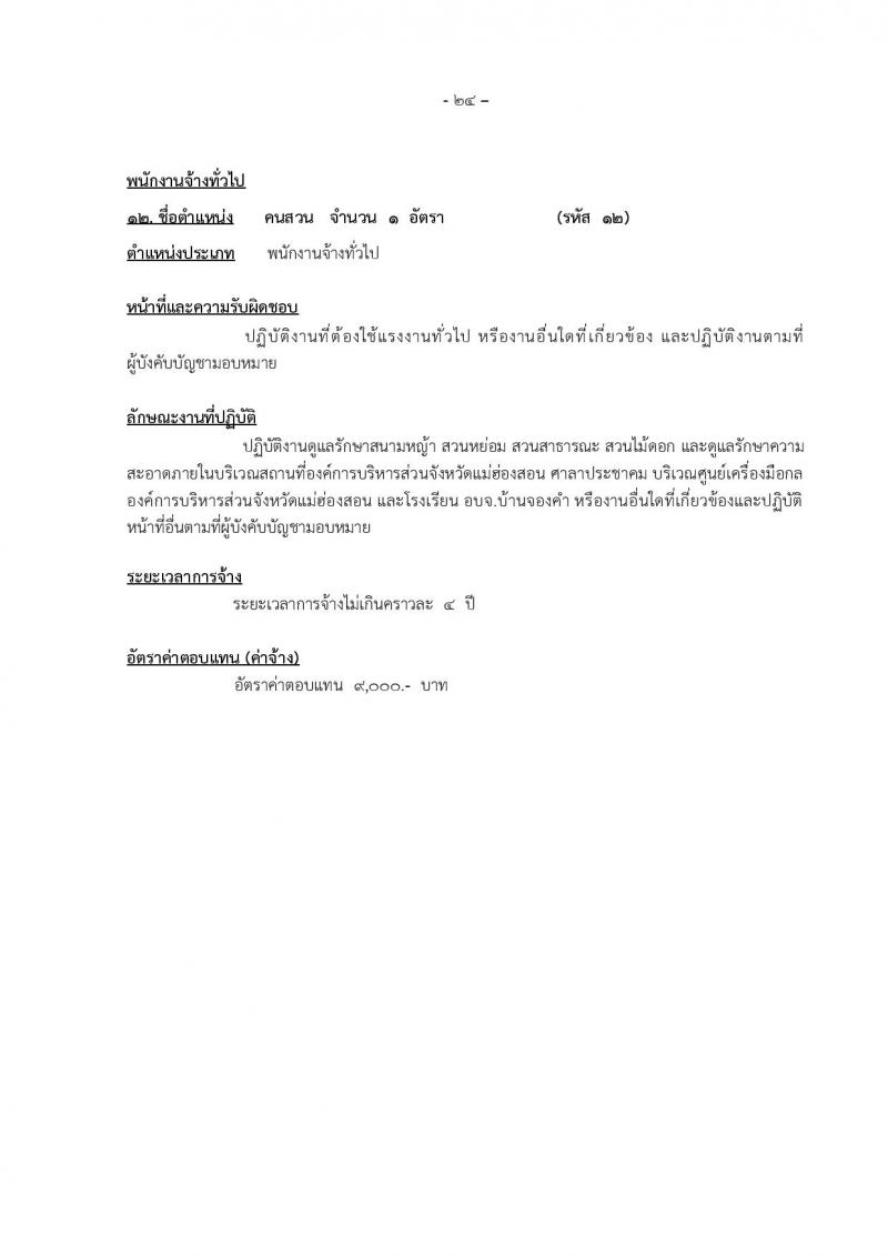 องค์การบริหารส่วนจังหวัดแม่ฮองสอน รับสมัครบุคคลเพื่อเลือกสรรเป็นพนักงานจ้าง จำนวน 12 ตำแหน่ง 14 อัตรา (วุฒิ ปวช. ปวท. ปวส. ป.ตรี) รับสมัครตั้งแต่วันที่ 15-23 ธ.ค. 2565