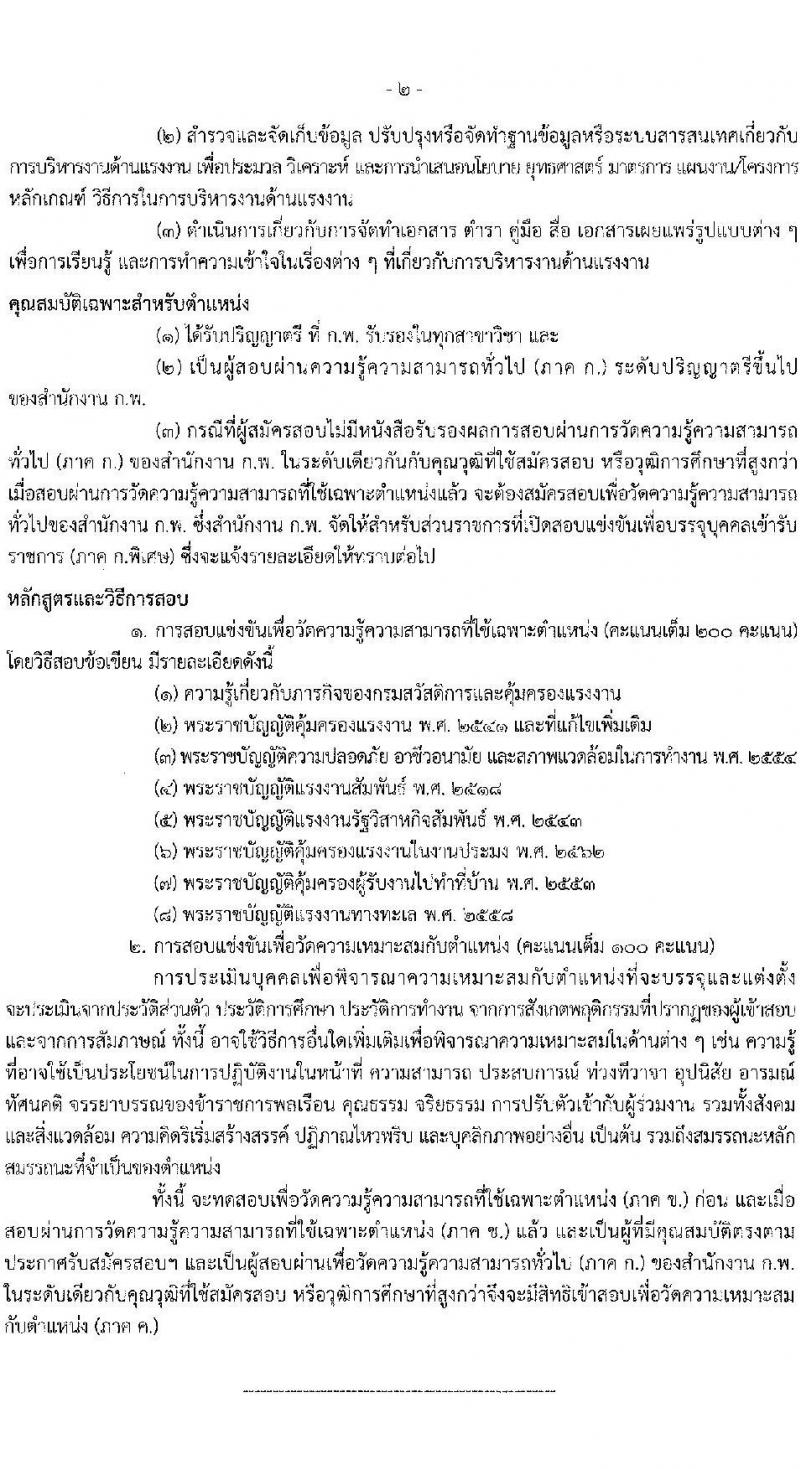 กรมสวัสดิการและคุ้มครองแรงงาน รับสมัครสอบแข่งขันเพื่อบรรจุและแต่งตั้งบุคคลเข้ารับราชการ จำนวน 2 ตำแหน่ง ครั้งแรก 6 อัตรา (วุฒิ ปวส. ป.ตรี) รับสมัครสอบทางอินเทอร์เน็ต ตั้งแต่วันที่ 19 ม.ค. – 8 ก.พ. 2566