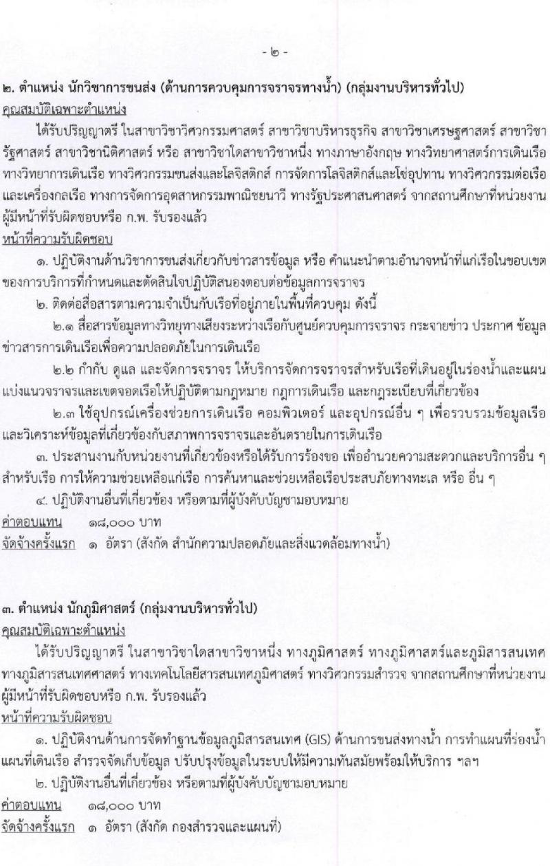 กรมเจ้าท่า รับสมัครบุคคลเพื่อเลือกสรรเป็นพนักงานราชการทั่วไป (ส่วนกลาง) จำนวน 7 ตำแหน่ง 8 อัตรา (วุฒิ ม.ปลาย ปวช. ปวส. ป.ตรี) รับสมัครสอบทางอินเทอร์เน็ต ตั้งแต่วันที่ 1-16 ก.พ. 2566