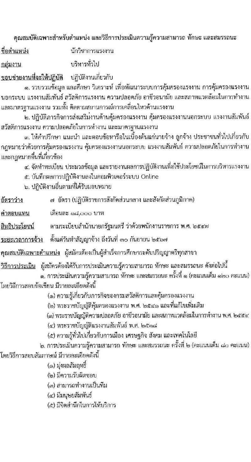 กรมสวัสดิการและคุ้มครองแรงงาน รับสมัครบุคคลเพื่อเลือกสรรเป็นพนักงานราชการทั่วไป จำนวน 4 ตำแหน่ง 10 อัตรา (วุฒิ ปวช. ปวส.หรือเทียบเท่า ป.ตรี) รับสมัครสอบทางอินเทอร์เน็ต ตั้งแต่วันที่ 23 ก.พ. – 8 มี.ค. 2566