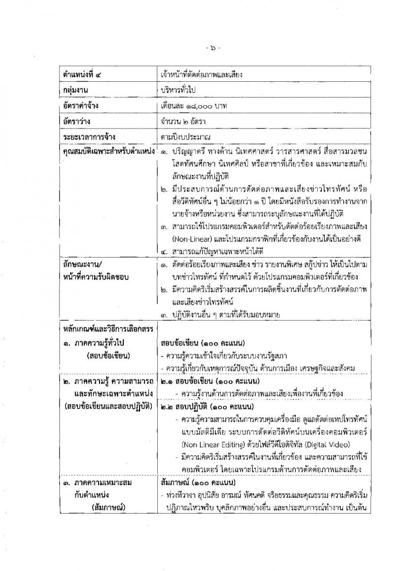 สำนักงานเลขาธิการสภาผู้แทนราษฎร รับสมัครบุคคลเพื่อเลือกสรรเป็นพนักงานราชการรัฐสภาทั่วไป จำนวน 8 ตำแหน่ง ครั้งแรก 14 อัตรา (วุฒิ ปวส.หรือเทียบเท่า ป.ตรี ป.โท) รับสมัครสอบทางอินเทอร์เน็ตตั้งแต่วันที่ 20 มี.ค. – 7 เม.ย. 2566