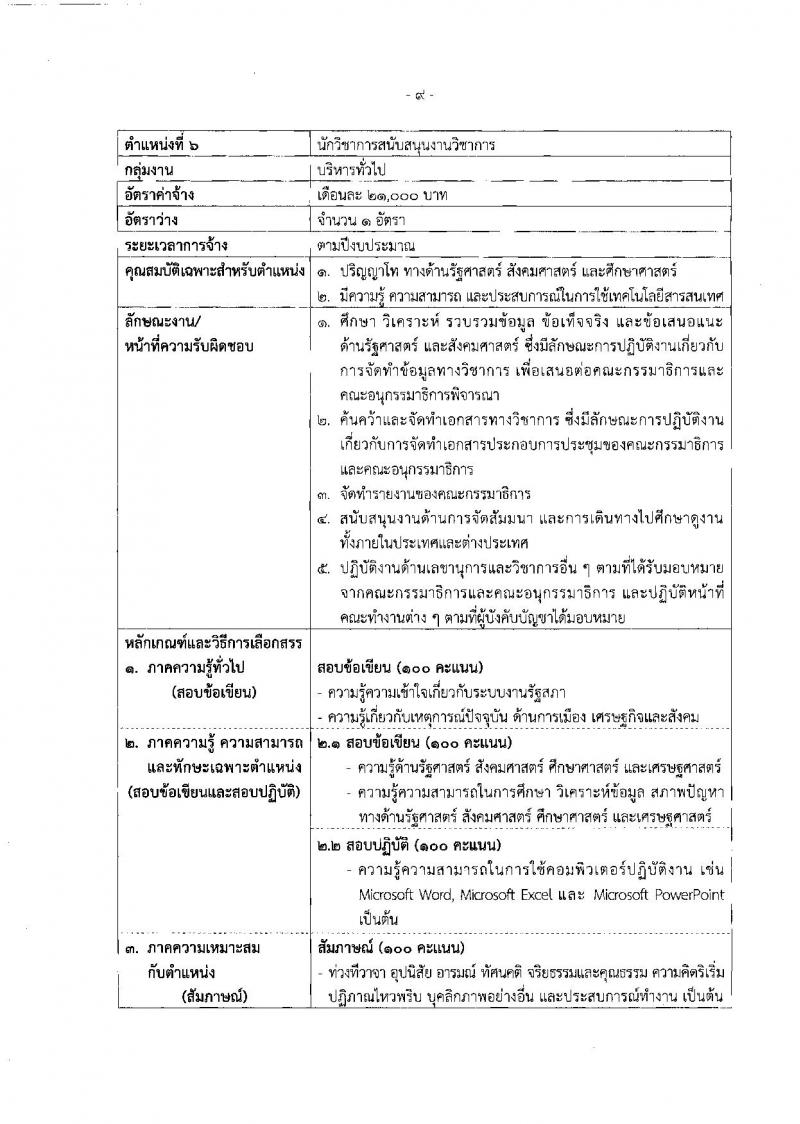 สำนักงานเลขาธิการสภาผู้แทนราษฎร รับสมัครบุคคลเพื่อเลือกสรรเป็นพนักงานราชการรัฐสภาทั่วไป จำนวน 8 ตำแหน่ง ครั้งแรก 14 อัตรา (วุฒิ ปวส.หรือเทียบเท่า ป.ตรี ป.โท) รับสมัครสอบทางอินเทอร์เน็ตตั้งแต่วันที่ 20 มี.ค. – 7 เม.ย. 2566