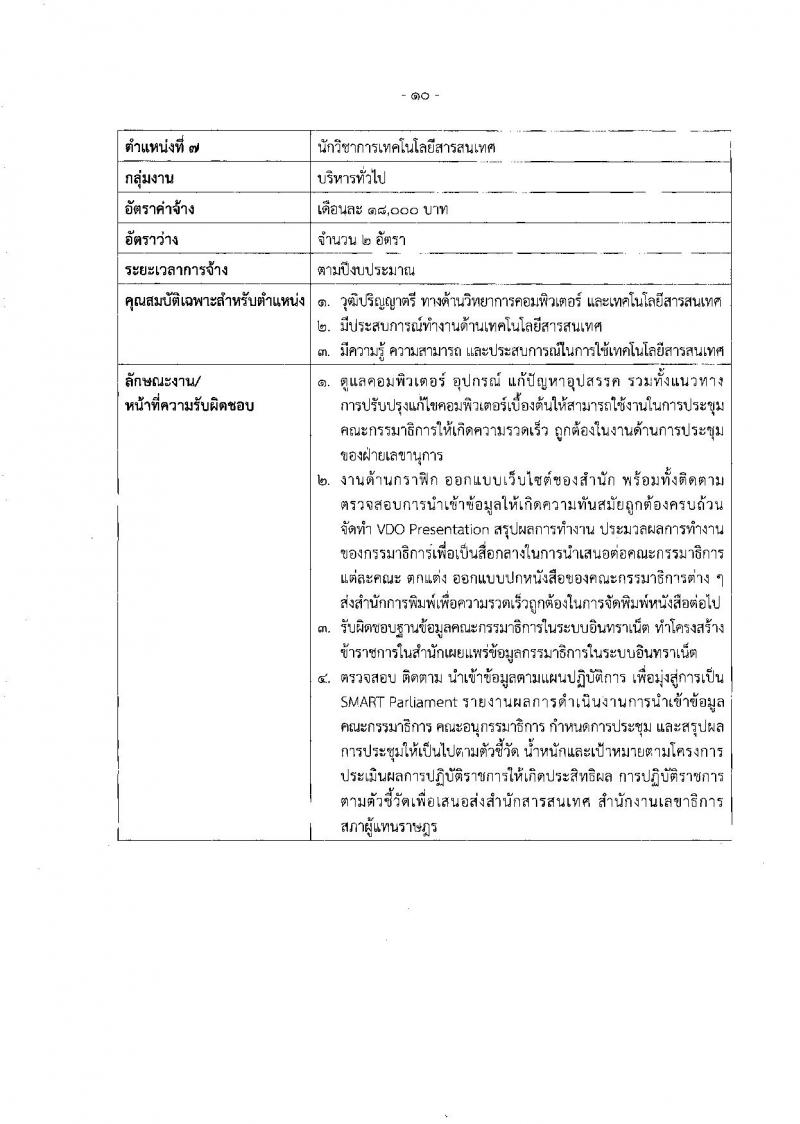 สำนักงานเลขาธิการสภาผู้แทนราษฎร รับสมัครบุคคลเพื่อเลือกสรรเป็นพนักงานราชการรัฐสภาทั่วไป จำนวน 8 ตำแหน่ง ครั้งแรก 14 อัตรา (วุฒิ ปวส.หรือเทียบเท่า ป.ตรี ป.โท) รับสมัครสอบทางอินเทอร์เน็ตตั้งแต่วันที่ 20 มี.ค. – 7 เม.ย. 2566