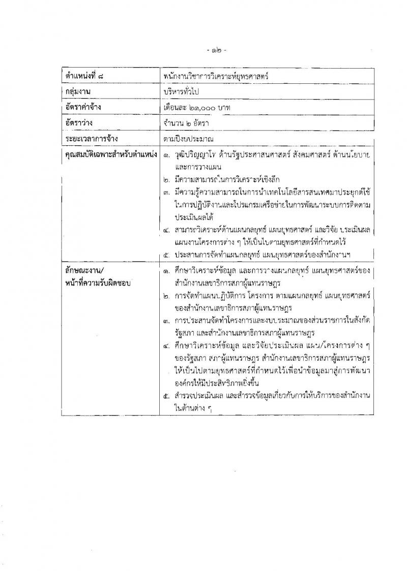 สำนักงานเลขาธิการสภาผู้แทนราษฎร รับสมัครบุคคลเพื่อเลือกสรรเป็นพนักงานราชการรัฐสภาทั่วไป จำนวน 8 ตำแหน่ง ครั้งแรก 14 อัตรา (วุฒิ ปวส.หรือเทียบเท่า ป.ตรี ป.โท) รับสมัครสอบทางอินเทอร์เน็ตตั้งแต่วันที่ 20 มี.ค. – 7 เม.ย. 2566