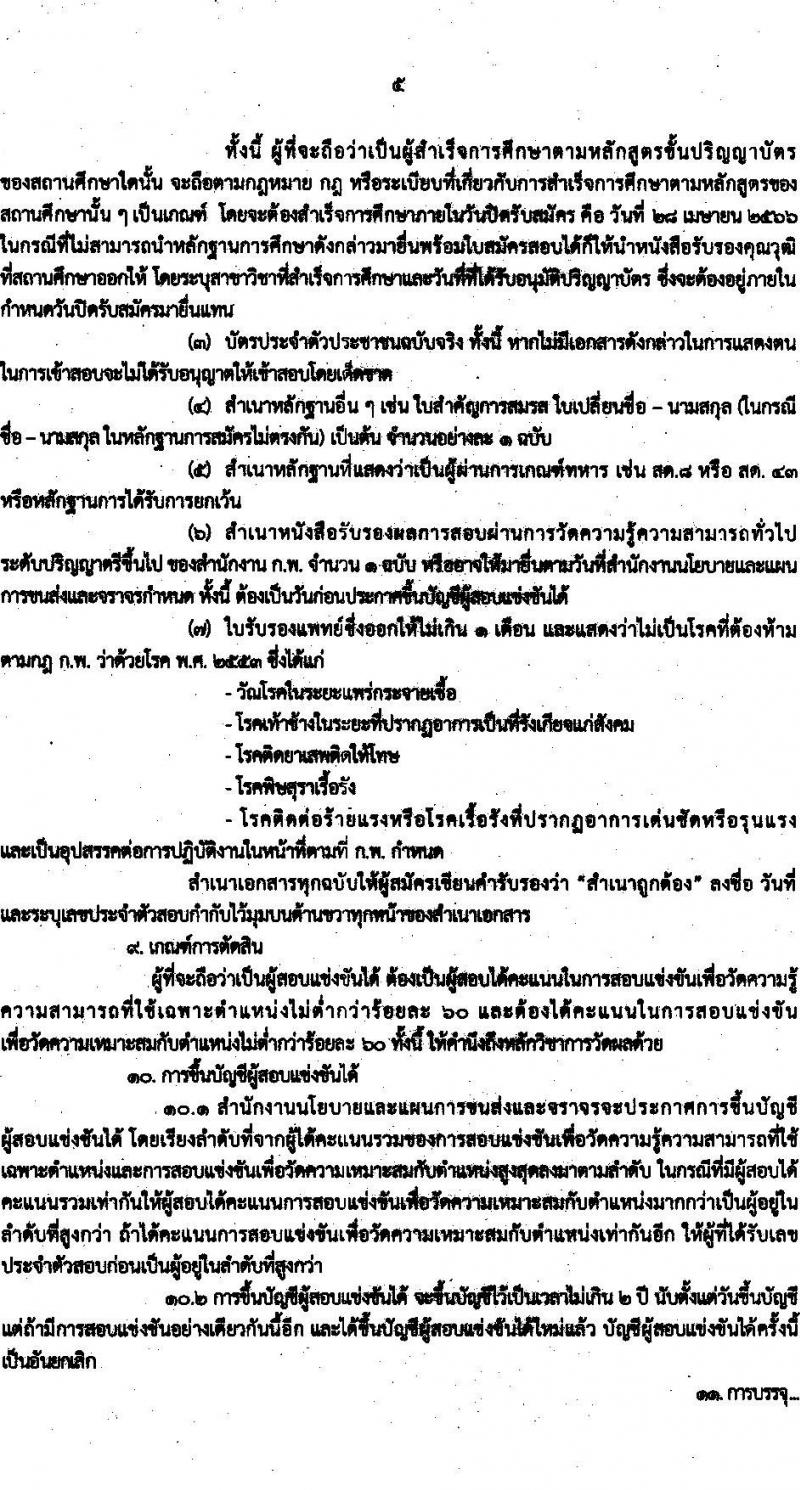 สำนักงานนโยบายและแผนการขนส่งและจราจร รับสมัครสอบแข่งขันเพื่อบรรจุและแต่งตั้งบุคคลเข้ารับราชการ ตำแหน่งนักวิเคราะห์นโยบายและแผนปฏิบัติการ จำนวนครั้งแรก 8 อัตรา (วุฒิ ป.ตรี) รับสมัครสอบทางอินเทอร์เน็ต ตั้งแต่วันที่ 3-28 เม.ย. 2566
