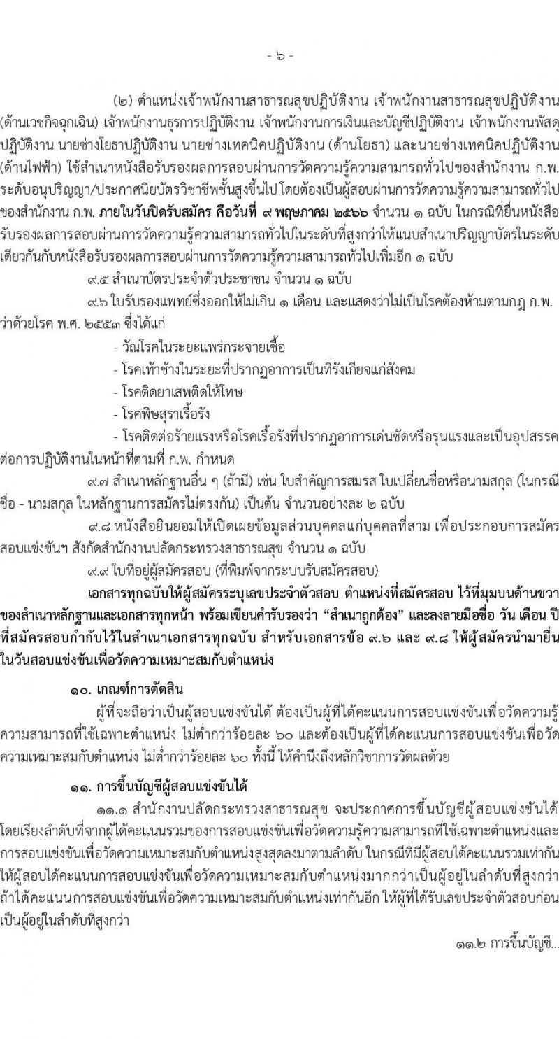 สำนักงานปลัดกระทรวงสาธารณสุข รับสมัครสอบแข่งขันเพื่อบรรจุและแต่งตั้งบุคคลเข้ารับราชการ จำนวน 11 ตำแหน่ง ครั้งแรก 464 อัตรา (วุฒิ ปวส.หรือเทียบเท่า ป.ตรี) รับสมัครสอบทางอินเทอร์เน็ต ตั้งแต่วันที่ 11 เม.ย. – 9 พ.ค. 2566