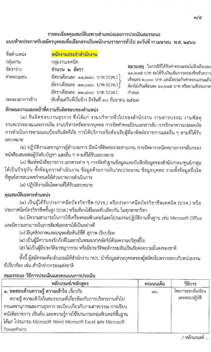 สำนักงานคณะกรรมการพิเศษเพื่อประสานงานโครงการอันเนื่องมาจากพระราชดำริ รับสมัครบุคคลเพื่อเลือกสรรเป็นพนักงานราชการ จำนวน 2 ตำแหน่ง ครั้งแรก 3 อัตรา (วุฒิ ปวช. ปวท. ปวส.) รับสมัครสอบทางอีเมล ตั้งแต่วันที่ 25 เม.ย. – 9 พ.ค. 2566