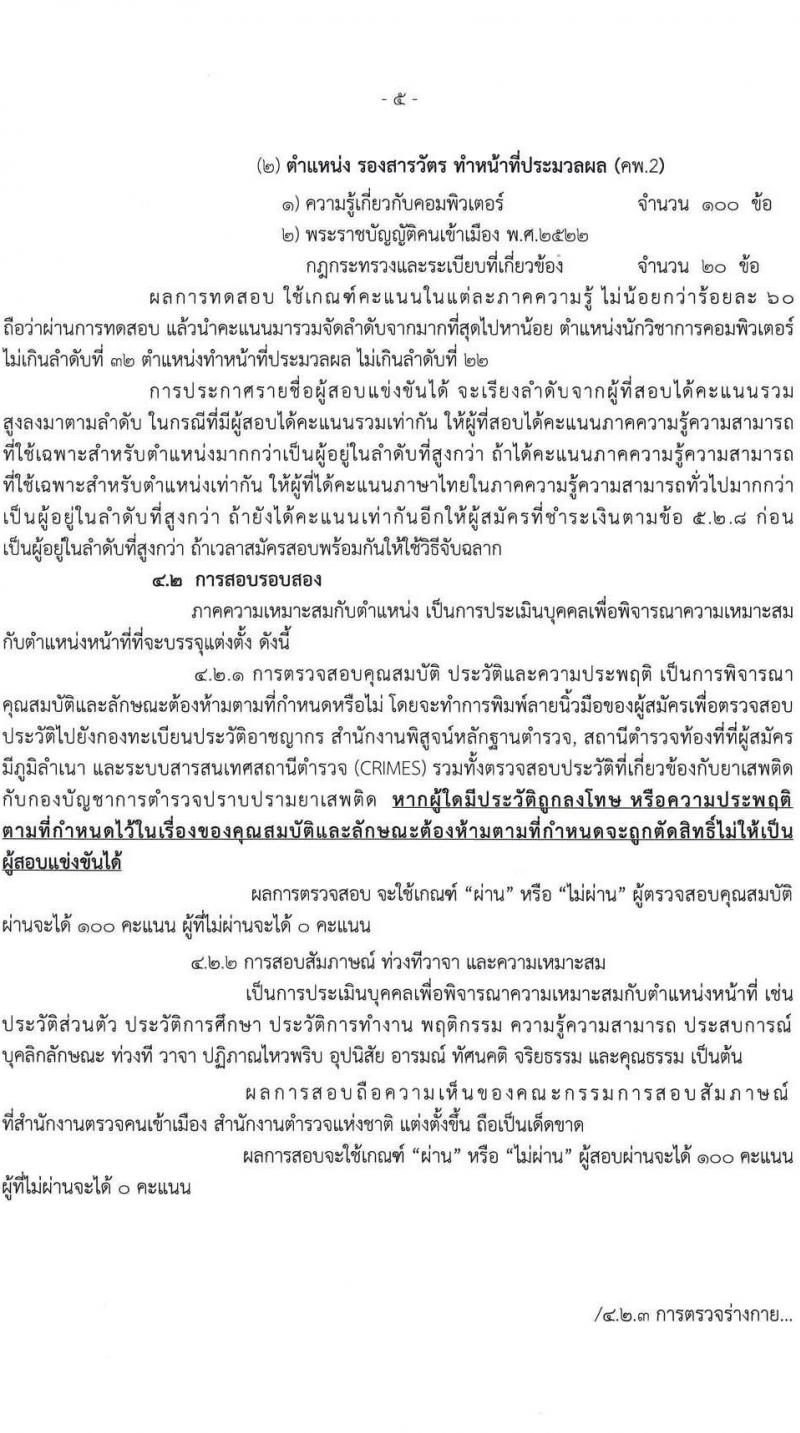 สำนักงานตรวจคนเข้าเมือง รับสมัครและสอบแข่งขันบุคคลภายนอกเพื่อบรรจุและแต่งตั้งเข้ารับราชการเป็นตำรวจชั้นสัญญาบัตร จำนวน 2 ตำแหน่ง ครั้งแรก 30 อัตรา (วุฒิ ป.ตรี) รับสมัครสอบทางอินเทอร์เน็ตตั้งแต่วันที่ 2-31 พ.ค. 2566