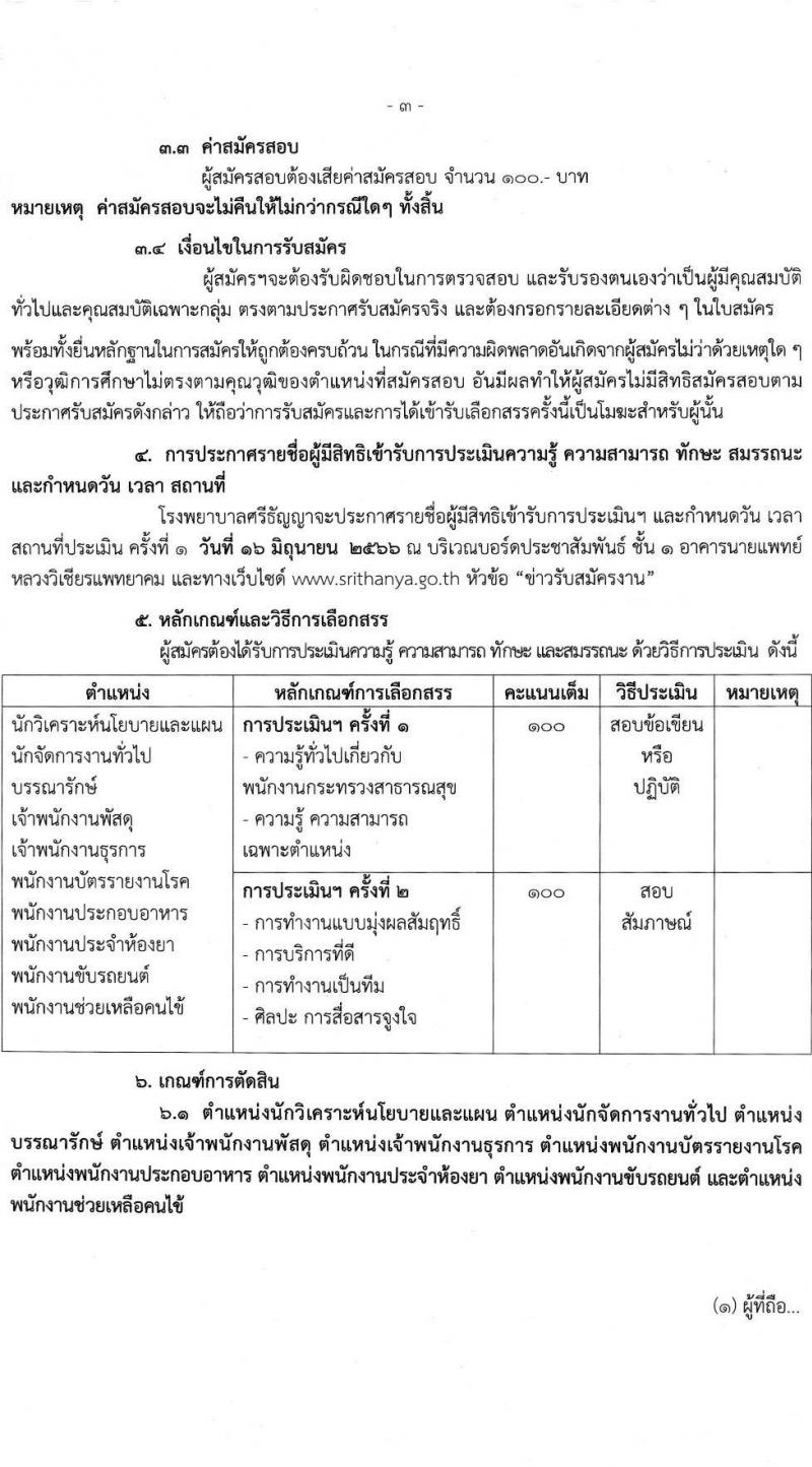 โรงพยาบาลศรีธัญญา รับสมัครบุคคลเพื่อสรรหาและเลือกสรรเป็นพนักงานกระทรวงสาธารณสุข จำนวน 10 ตำแหน่ง ครั้งแรก 19 อัตรา (วุฒิ ม.ต้น ม.ปลาย ปวช. ปวส. ป.ตรี) รับสมัครสอบตั้งแต่วันที่ 15 พ.ค. – 9 มิ.ย. 2566