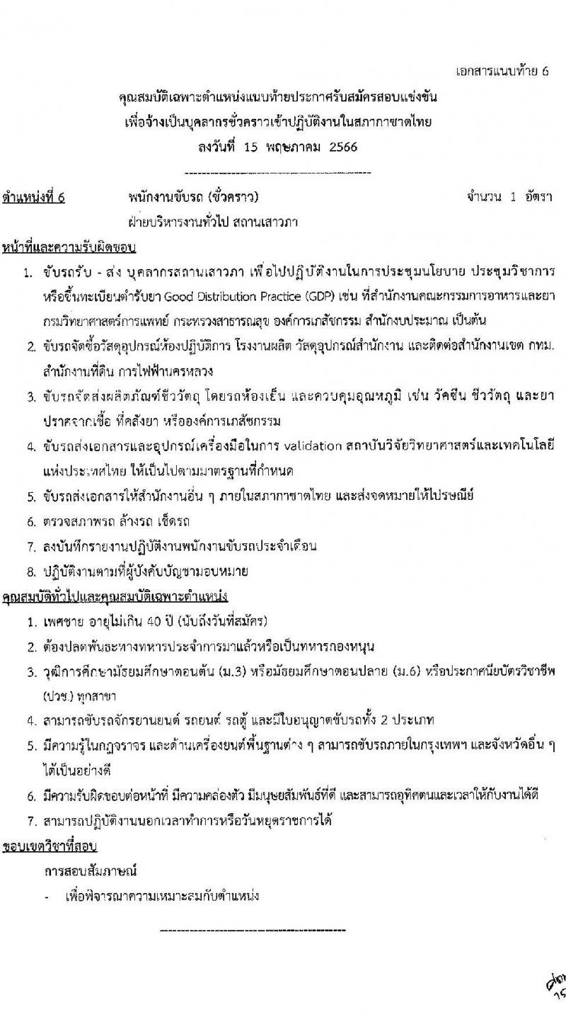 สภากาชาดไทย รับสมัครสอบแข่งขันเพื่อจ้างเป็นบุคลากรสัญญาจ้างรายปีเข้าปฏิบัติงาน จำนวน 8 ตำแหน่ง 8 อัตรา (วุฒิ ม.3 ม.6 ปวช. ปวส. ป.ตรี) รับสมัครสอบทางอินเทอร์เน็ตตั้งแต่วันที่ 15 พ.ค. – 4 มิ.ย. 2566