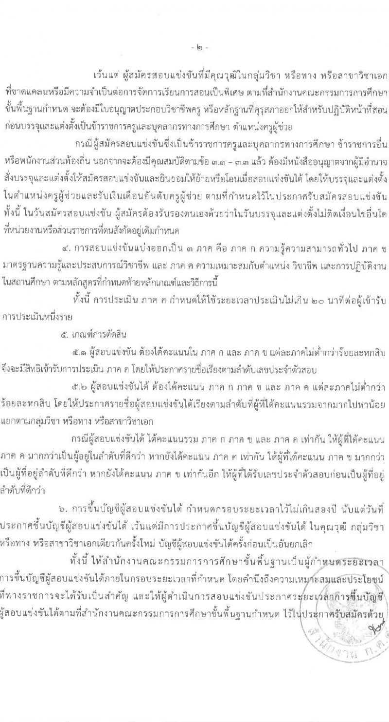 อ.ก.ค.ศ.เขตพื้นที่การศึกษาประถมศึกษาอุดรธานี เขต 4 รับสมัครสอบแข่งขันเพื่อบรรจุและแต่งตั้งบุคคลเข้ารับราชการครูและบุคลากรทางการศึกษา ตำแหน่งครูผู้ช่วย จำนวน 5 กลุ่มวิชาเอก 5 อัตรา (วุฒิ ป.ตรี) รับสมัครสอบตั้งแต่วันที่ 31 พ.ค. – 6 มิ.ย. 2566