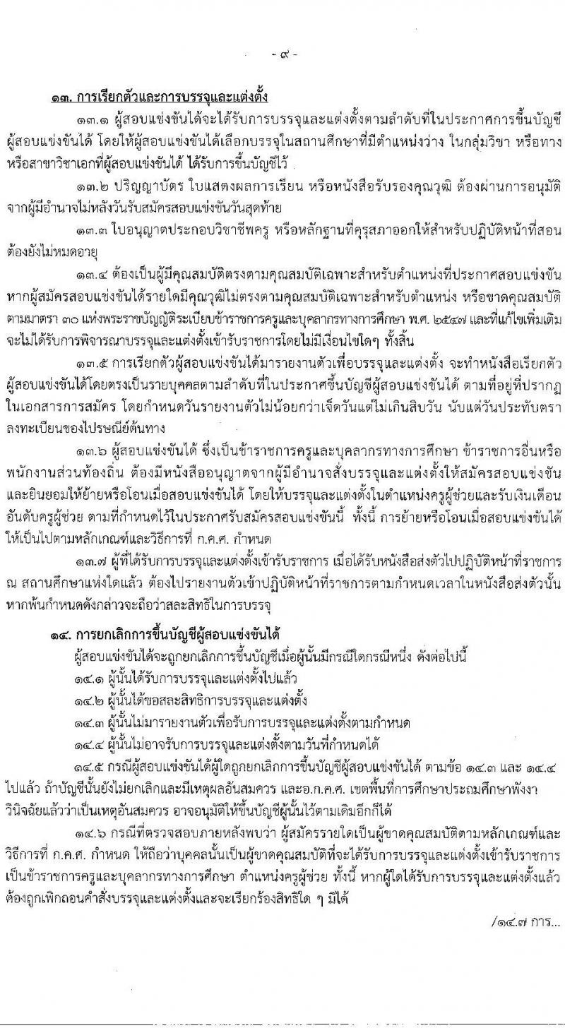อ.ก.ค.ศ.เขตพื้นที่การศึกษาประถมศึกษาพังงา รับสมัครสอบแข่งขันเพื่อบรรจุและแต่งตั้งบุคคลเข้ารับราชการเป็นข้าราชการครูและบุคลากรทางการศึกษา ตำแหน่งครูผู้ช่วย จำนวน 37 กลุ่มวิชา 154 อัตรา (วุฒิ ป.ตรี) รับสมัครสอบทางอินเทอร์เน็ตตั้งแต่วันที่ 31 พ.ค. – 6 มิ.ย. 2566