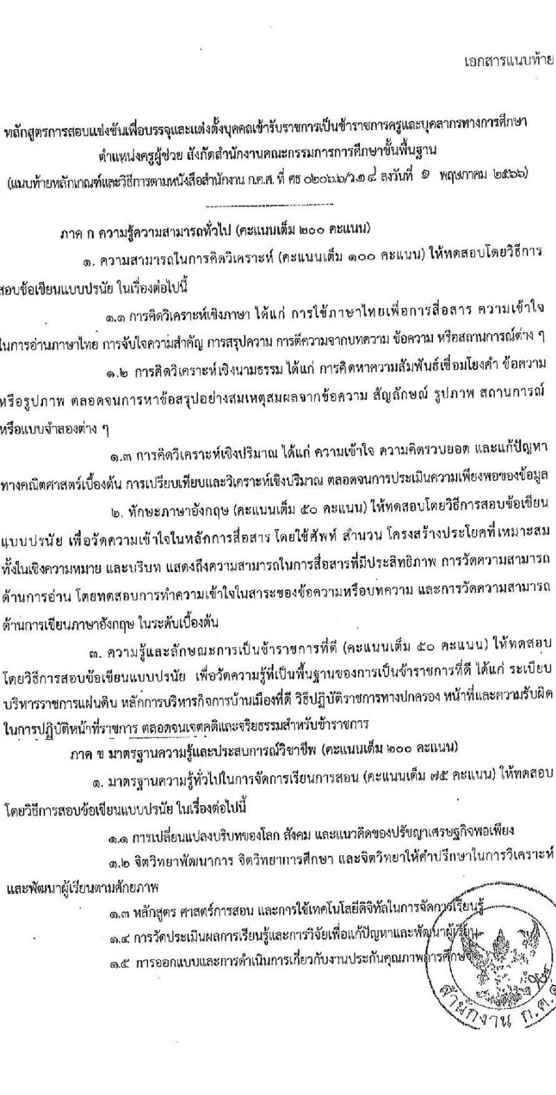 อ.ก.ค.ศ.เขตพื้นที่การศึกษาประถมศึกษาระนอง รับสมัครสอบแข่งขันเพื่อบรรจุและแต่งตั้งบุคคลเข้ารับราชการเป็นข้าราชการครูและบุคลากรทางการศึกษา ตำแหน่งครูผู้ช่วย จำนวน 37 กลุ่มวิชา 140 อัตรา (วุฒิ ป.ตรี) รับสมัครสอบทางอินเทอร์เน็ตตั้งแต่วันที่ 31 พ.ค. – 6 มิ.ย. 2566