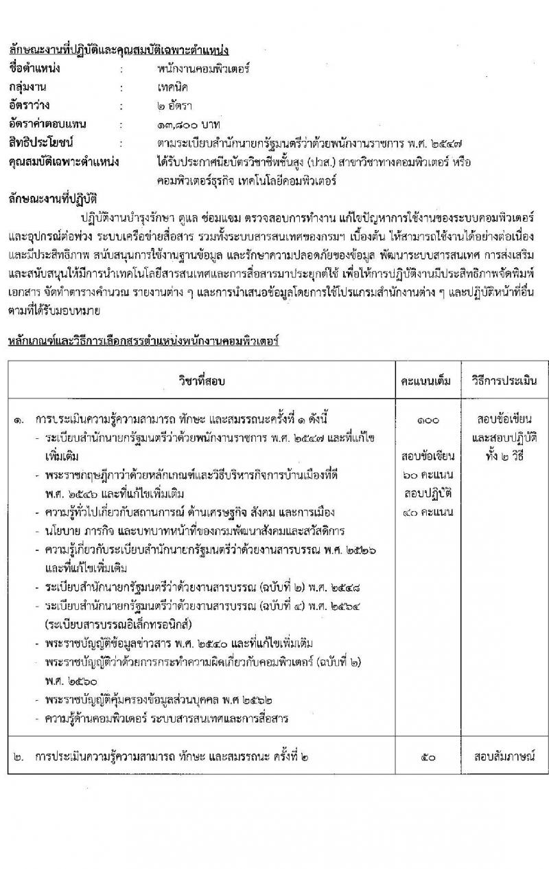 กรมพัฒนาสังคมและสวัสดิการ รับสมัครบุคคลเพื่อเลือกสรรเป็นพนักงานราชการทั่วไป จำนวน 37 ตำแหน่ง ครั้งแรก 39 อัตรา (วุฒิ ม.ต้น ม.ปลาย ปวช. ปวส. ป.ตรี) รับสมัครสอบทางอินเทอร์เน็ตตั้งแต่วันที่ 12-16 มิ.ย. 2566