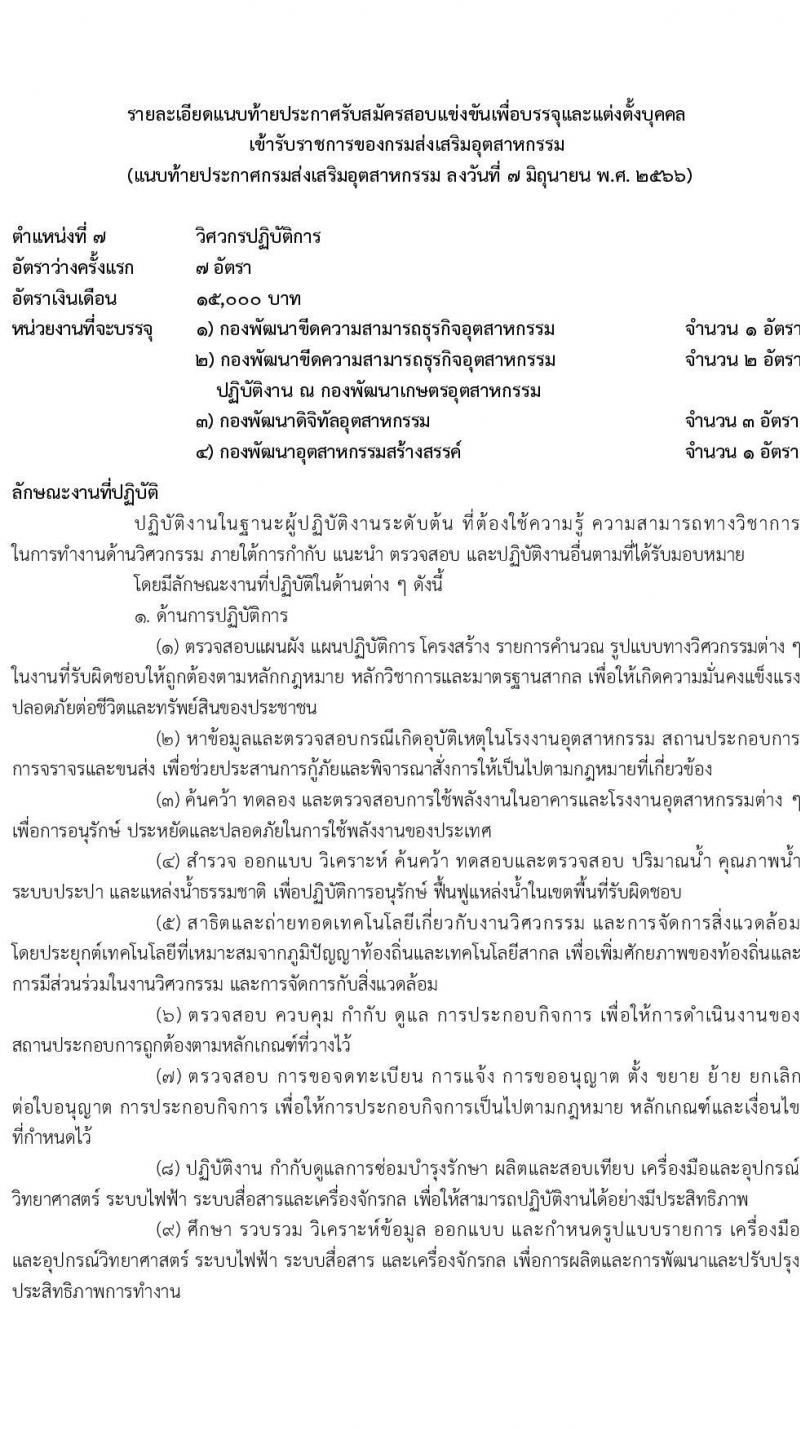 กรมส่งเสริมอุตสาหกรรม รับสมัครสอบแข่งขันเพื่อบรรจุและแต่งตั้งบุคคลเข้ารับราชการ จำนวน 11 ตำแหน่ง ครั้งแรก 43 อัตรา (วุฒิ ปวส.หรือเทียบเท่า ป.ตรี) รับสมัครสอบทางอินเทอร์เน็ตตั้งแต่วันที่ 15 มิ.ย. – 15 ก.ค. 2566