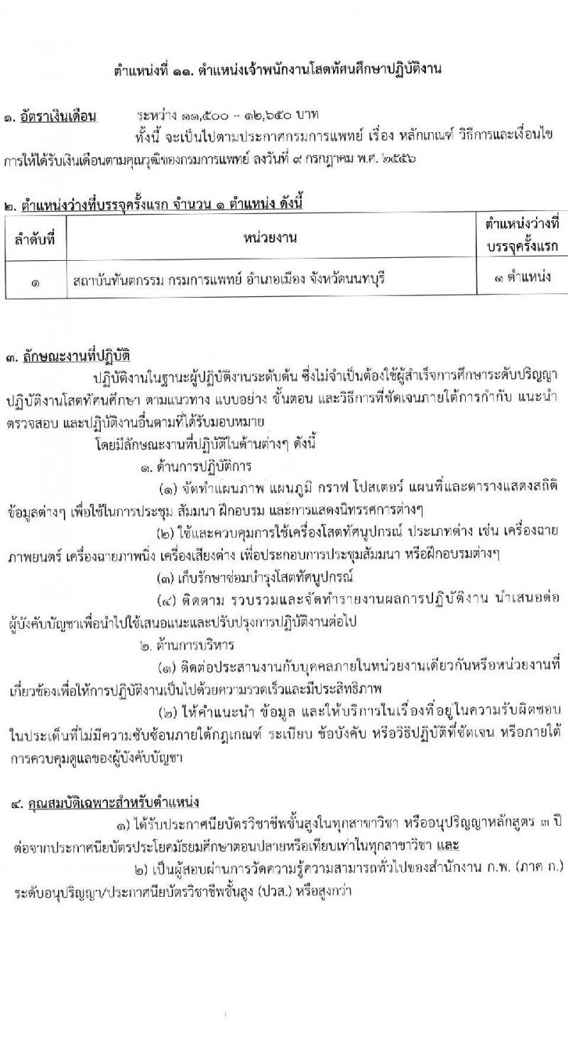กรมการแพทย์ รับสมัครสอบแข่งขันเพื่อบรรจุและแต่งตั้งบุคคลเข้ารับราชการ จำนวน 11 ตำแหน่ง ครั้งแรก 63 อัตรา (วุฒิ ปวส. ป.ตรี) รับสมัครสอบทางอินเทอร์เน็ตตั้งแต่วันที่ 16 มิ.ย. – 7 ก.ค. 2566