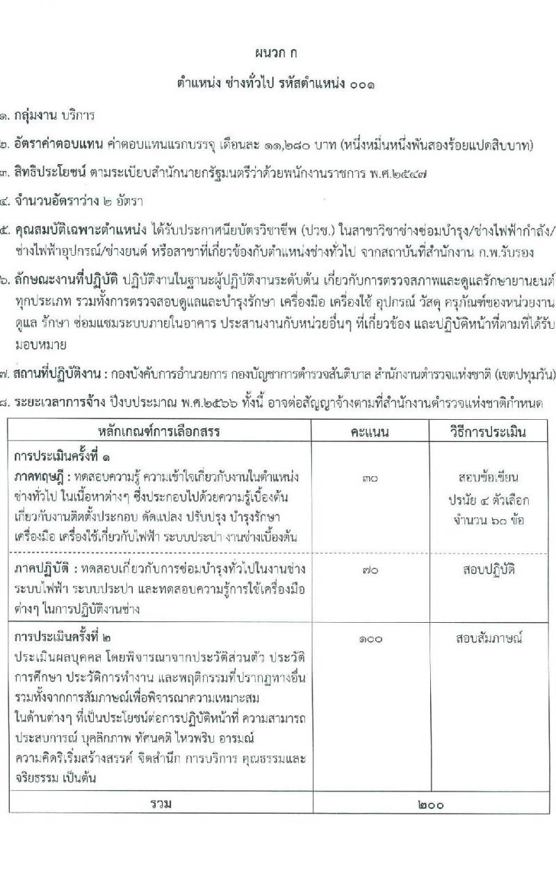 สำนักงานตำรวจแห่งชาติ กองบัญชาการตำรวจสันติบาล รับสมัครบุคคลเพื่อสรรหาและเลือกสรรเป็นพนักงานราชการทั่วไป จำนวน 4 ตำแหน่ง ครั้งแรก 8 อัตรา (วุฒิ ปวช.) รับสมัครสอบตั้งแต่วันที่ 15-23 มิ.ย. 2566