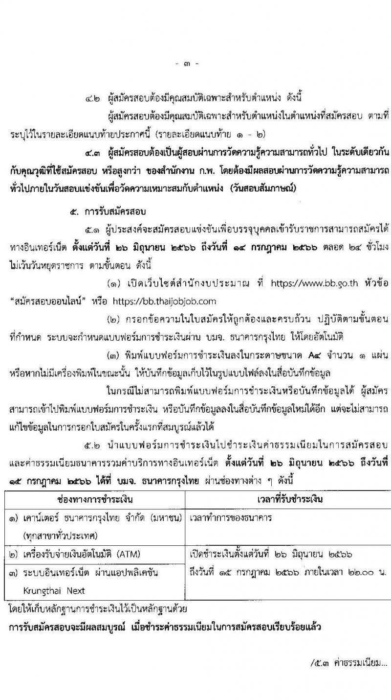 สำนักงบประมาณ รับสมัครสอบแข่งขันเพื่อบรรจุและแต่งตั้งบุคคลเข้ารับราชการ จำนวน 2 ตำแหน่ง ครั้งแรก 4 อัตรา (วุฒิ ป.ตรี) รับสมัครสอบทางอินเทอร์เน็ตตั้งแต่วันที่ 26 มิ.ย. – 14 ก.ค. 2566