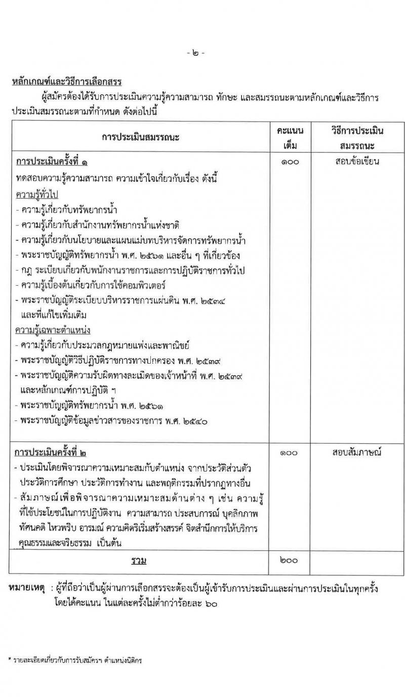 สำนักงานทรัพยากรน้ำแห่งชาติ รับสมัครบุคคลเพื่อเลือกสรรเป็นพนักงานราชการทั่วไป จำนวน 5 ตำแหน่ง ครั้งแรก 18 อัตรา (วุฒิ ปวส. ป.ตรี) รับสมัครสอบทางอินเทอร์เน็ตตั้งแต่วันที่ 12-25 ก.ค. 2566