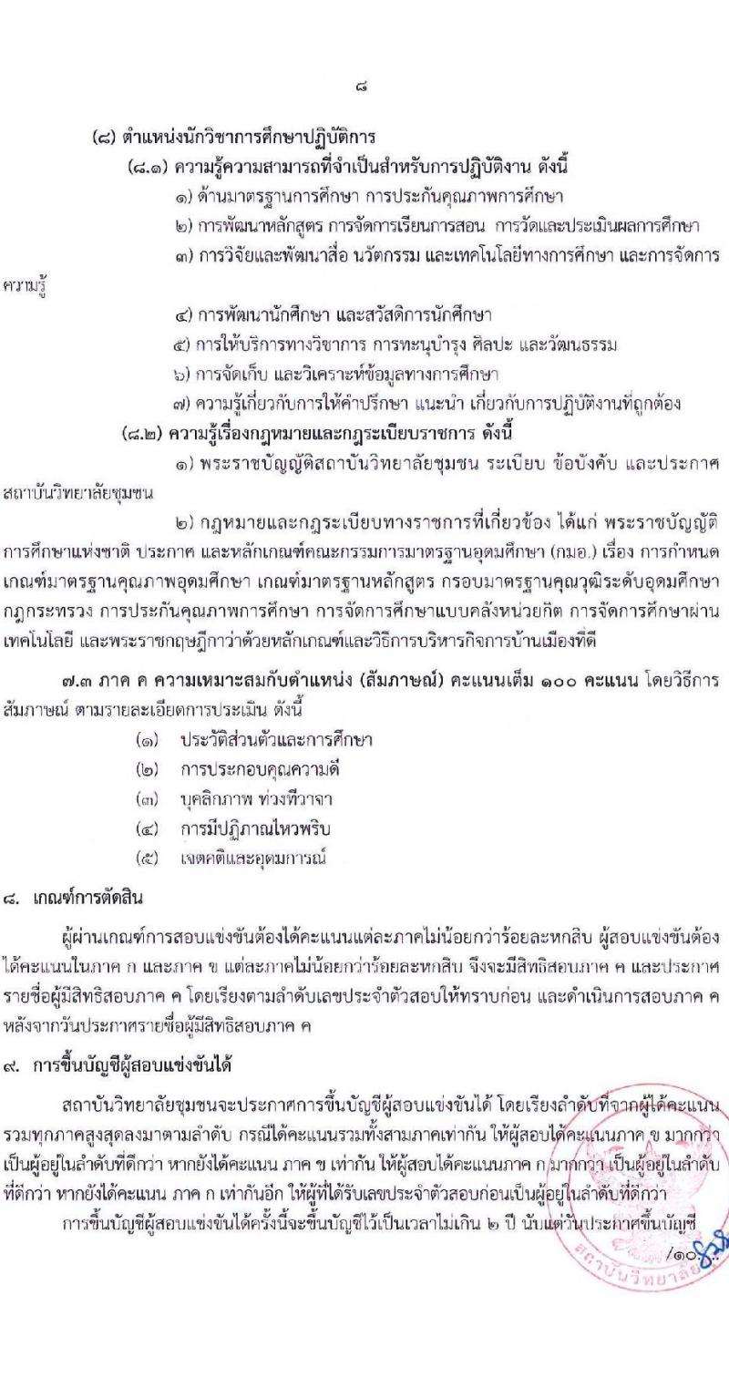 สถาบันวิทยาลัยชุมชน รับสมัครสอบแข่งขันเพื่อบรรจุและแต่งตั้งบุคคลเข้ารับราชการ จำนวน 8 ตำแหน่ง ครั้งแรก 10 อัตรา (วุฒิ ป.ตรี ทุกสาขา) รับสมัครสอบทางอินเทอร์เน็ตตั้งแต่วันที่ 3-17 ก.ค. 2566