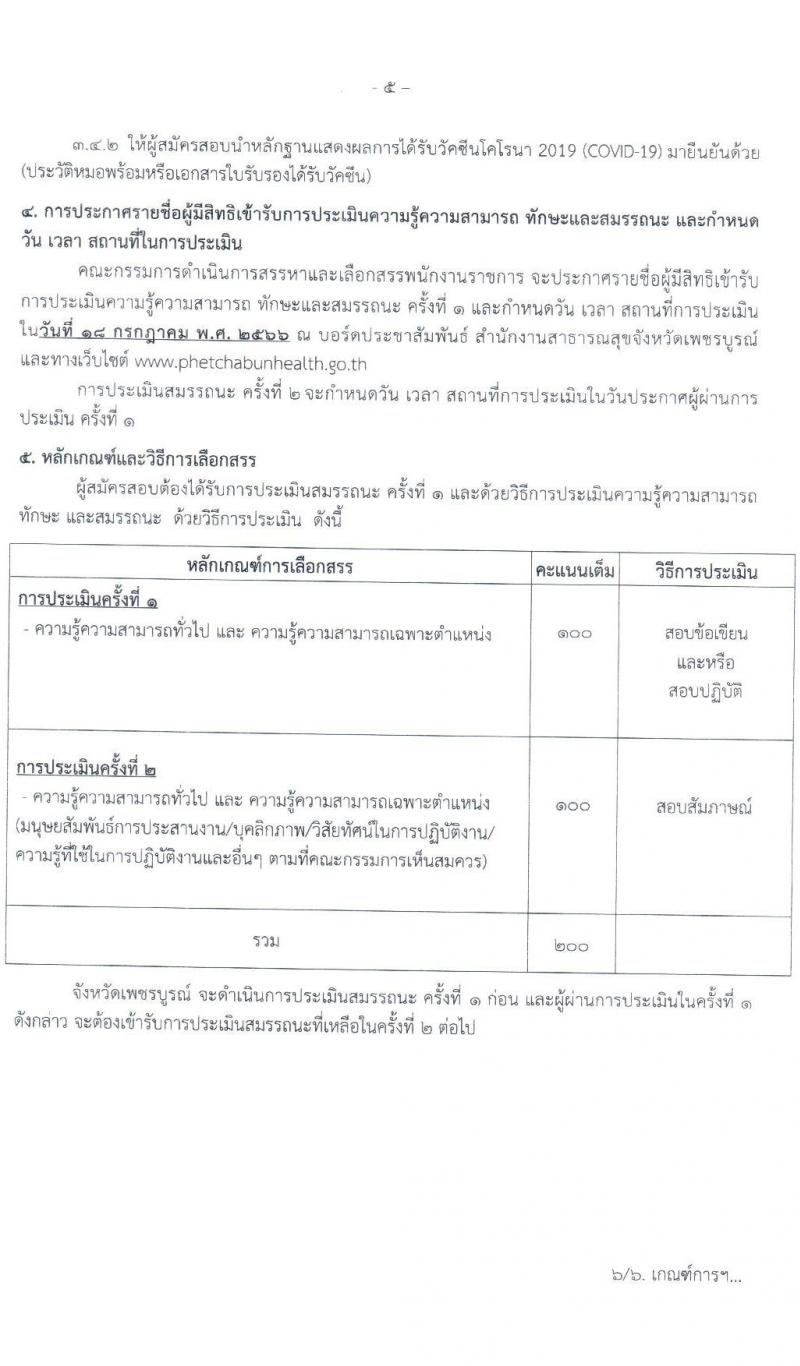 สาธารณสุขจังหวัดเพชรบูรณ์ รับสมัครบุคคลเพื่อเลือกสรรเป็นพนักงานราชการทั่วไป จำนวน 4 ตำแหน่ง 4 อัตรา (วุฒิ ปวส. ป.ตรี) รับสมัครสอบตั้งแต่วันที่ 6-12 ก.ค. 2566