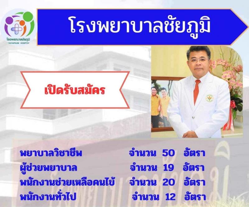 โรงพยาบาลชัยภูมิ รับสมัครบุคคลเพื่อเลือกสรรเป็นลูกจ้างชั่วคราว จำนวน 4 ตำแหน่ง 101 อัตรา (บางตำแหน่งไม่ใช้วุฒิ ม.ต้น ม.ปลาย ปวช. ปวส. ป.ตรี) รับสมัครสอบตั้งแต่วันที่ 3-13 ก.ค. 2566