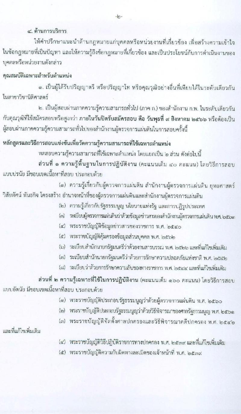 สำนักงานผู้ตรวจการแผ่นดิน รับสมัครสอบแข่งขันเพื่อบรรจุและแต่งตั้งบุคคลเข้ารับราชการ จำนวน 5 ตำแหน่ง ครั้งแรก 18 อัตรา (วุฒิ ป.ตรี ป.โท) รับสมัครสอบทางอินเทอร์เน็ตตั้งแต่วันที่ 17 ก.ค. – 9 ส.ค. 2566